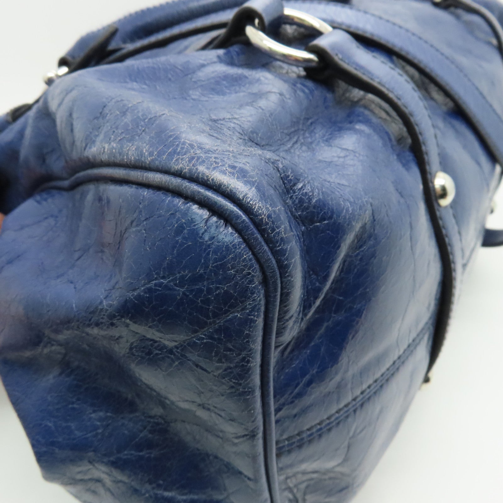 Miu Miu Cowhide Leather 2 Way Shoulder Handle Shoulder Bag Blue
