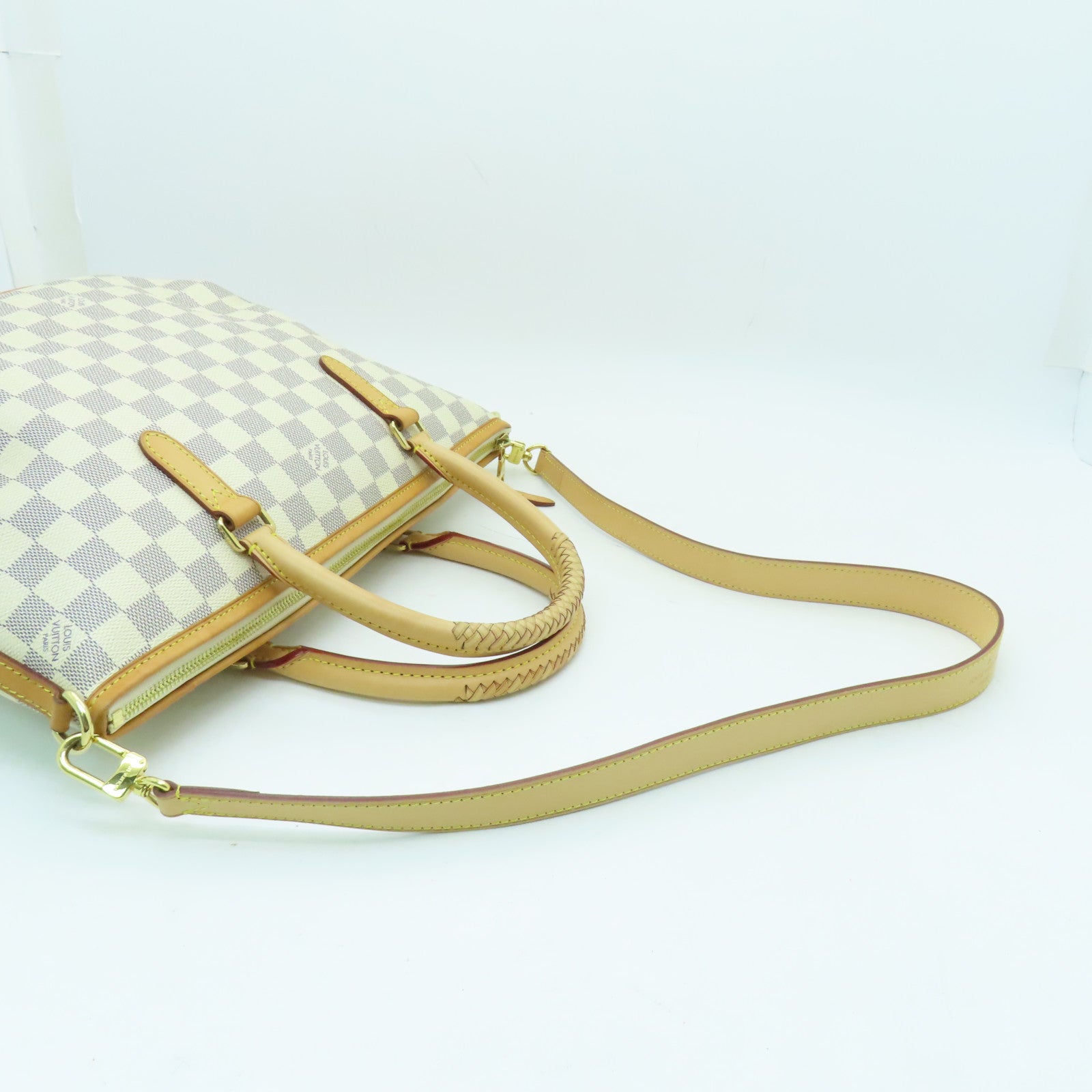 LOUIS VUITTON Damier Azur Riviera金扣手挽肩背兩用袋白色