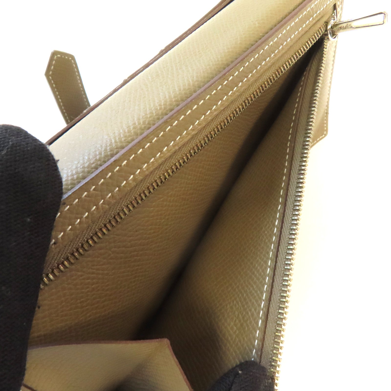HERMES Epsom皮革Bearn Long Wallet銀扣長錢包啡色