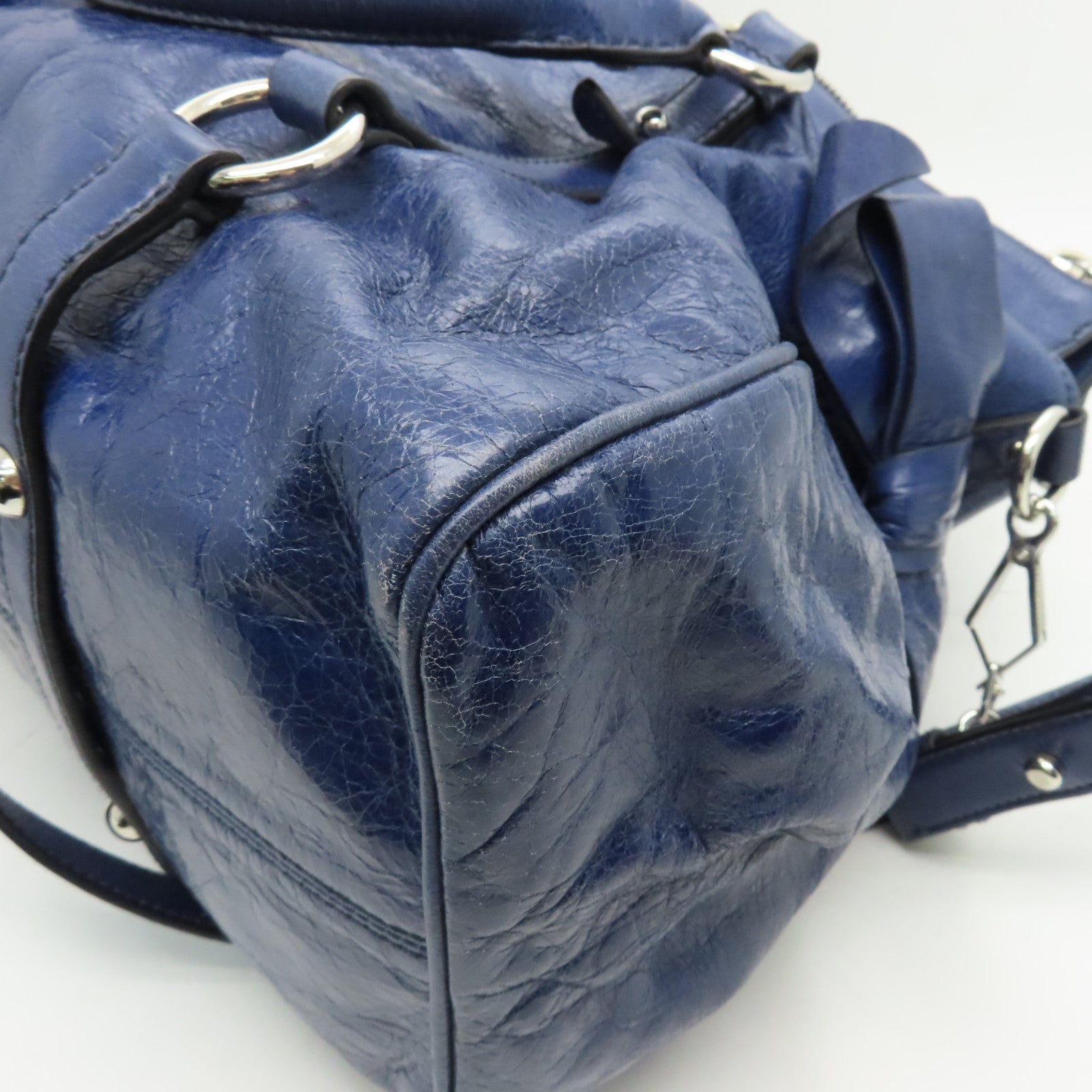 Miu Miu Cowhide Leather 2 Way Shoulder Handle Shoulder Bag Blue