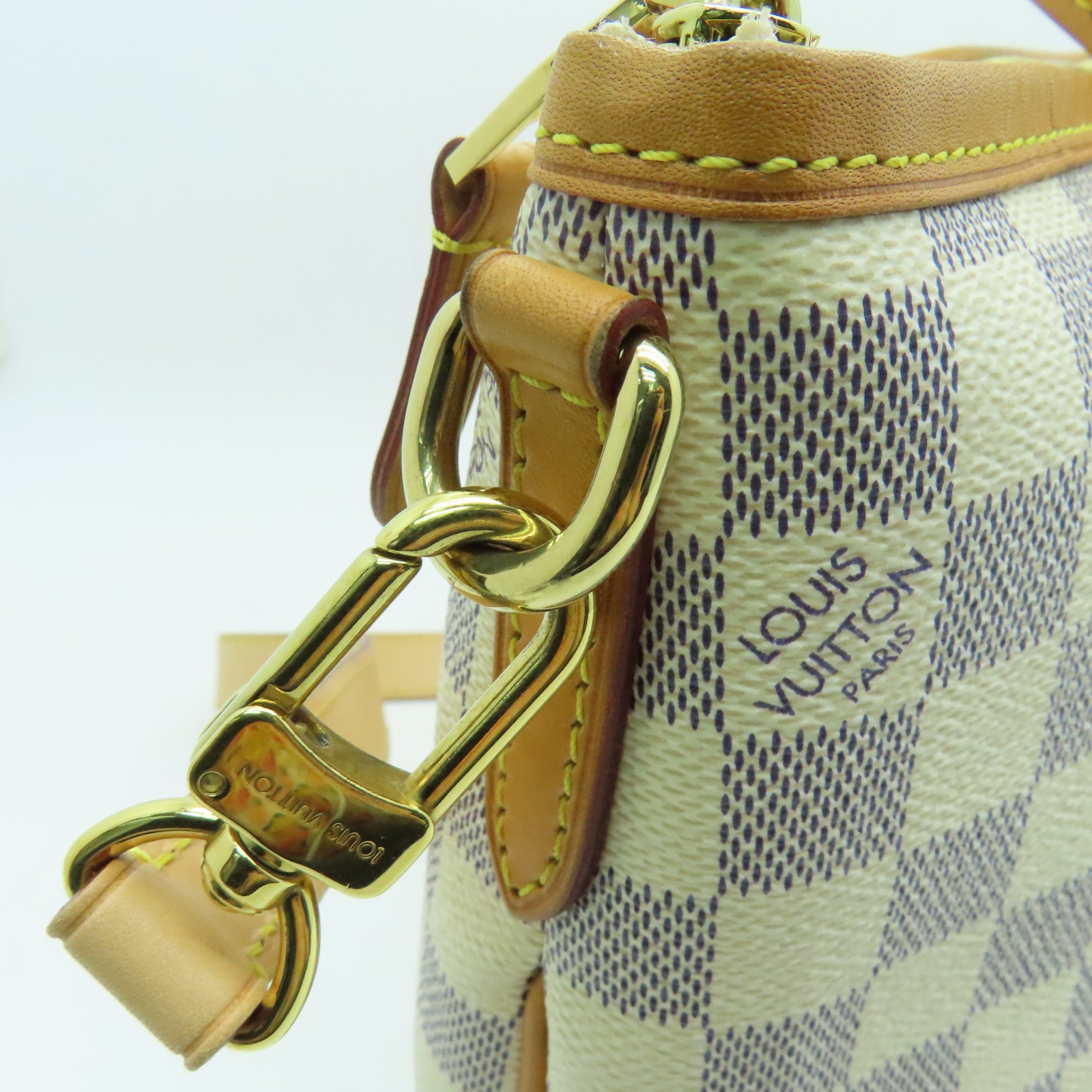 LOUIS VUITTON Damier Azur Riviera金扣手挽肩背兩用袋白色