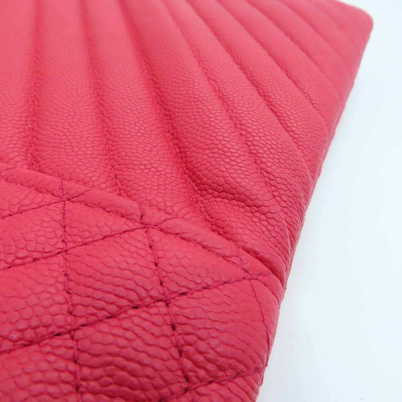 CHANEL Twill Caviar Leather Clutch Gold Buckle Clutch Red