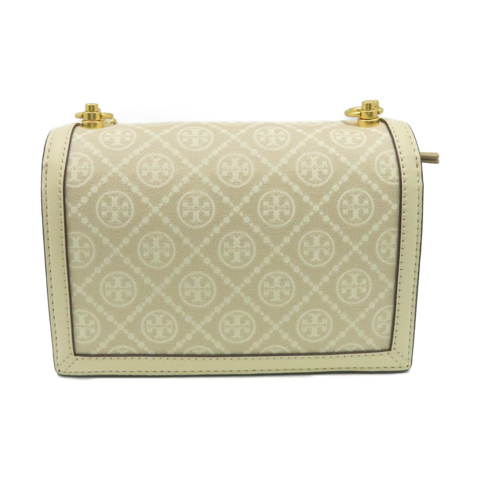 Tory Burch 帆布/牛皮皮革Shoulder Bag肩背袋杏色