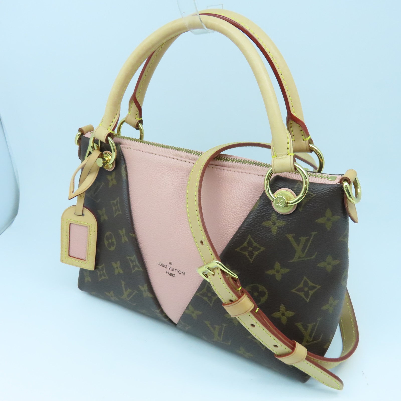 LOUIS VUITTON Monogram V Tote BB金扣手挽肩背兩用袋啡色/粉紅色