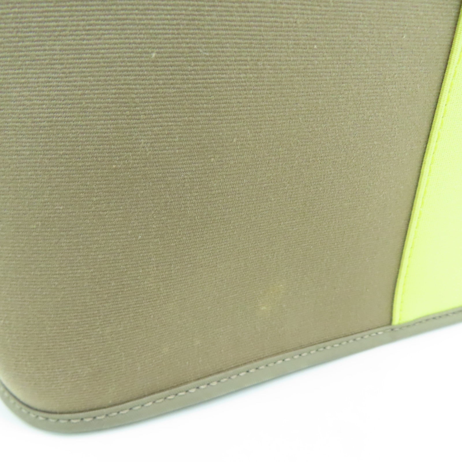 HERMES 帆布Cabag銀扣手挽肩背兩用袋Etuope/Yellow