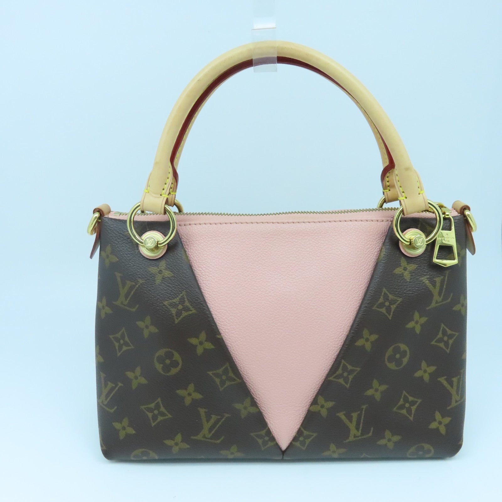 LOUIS VUITTON Monogram V Tote BB金扣手挽肩背兩用袋啡色/粉紅色