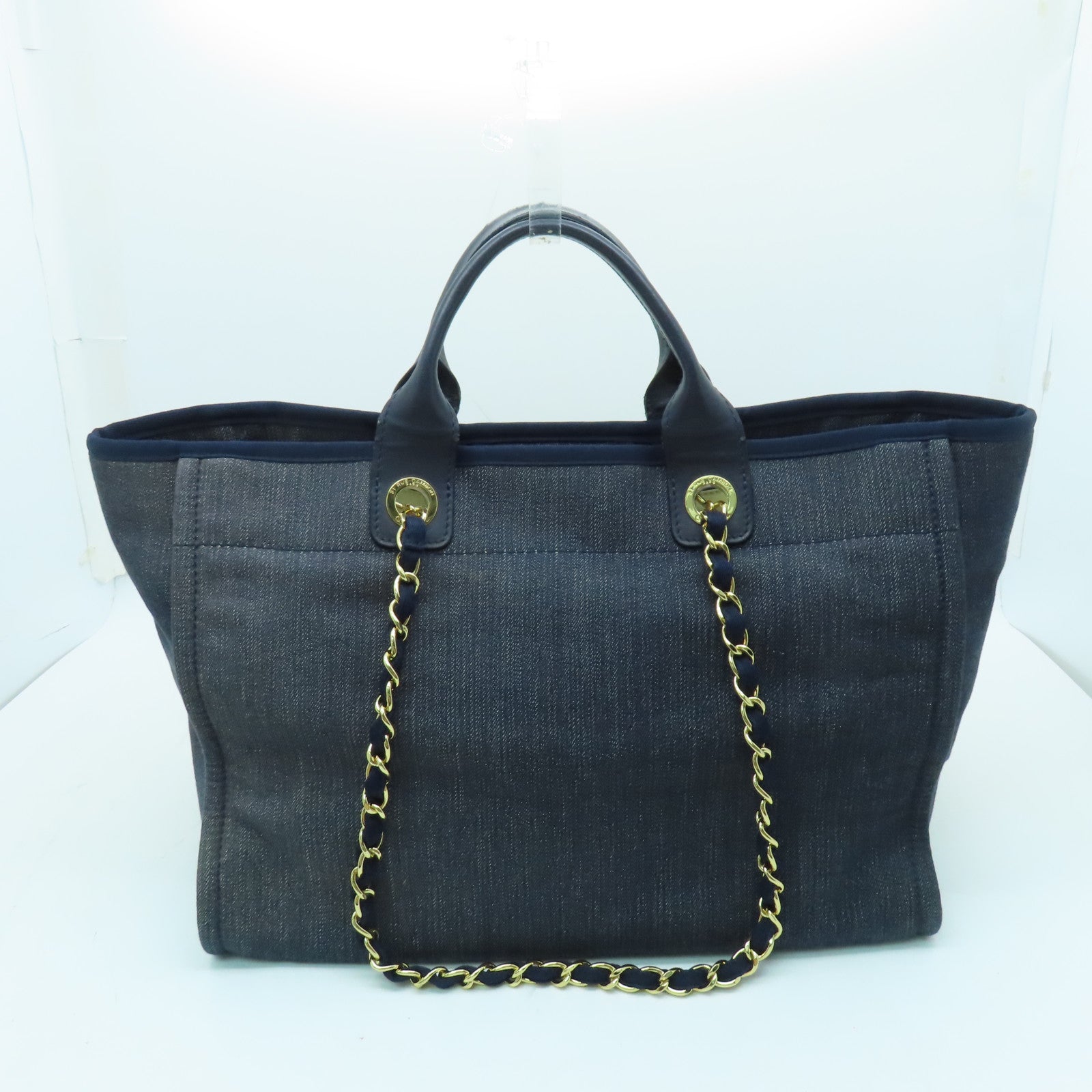 CHANEL 帆布Tote Bag金扣手挽袋藍色