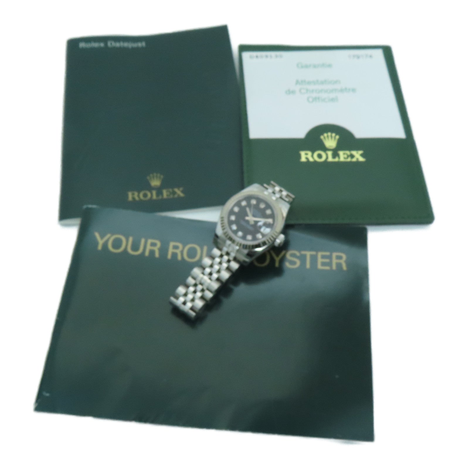ROLEX Stainless Steel Datejust 26mm Diamond Watch Automatic Movement Black