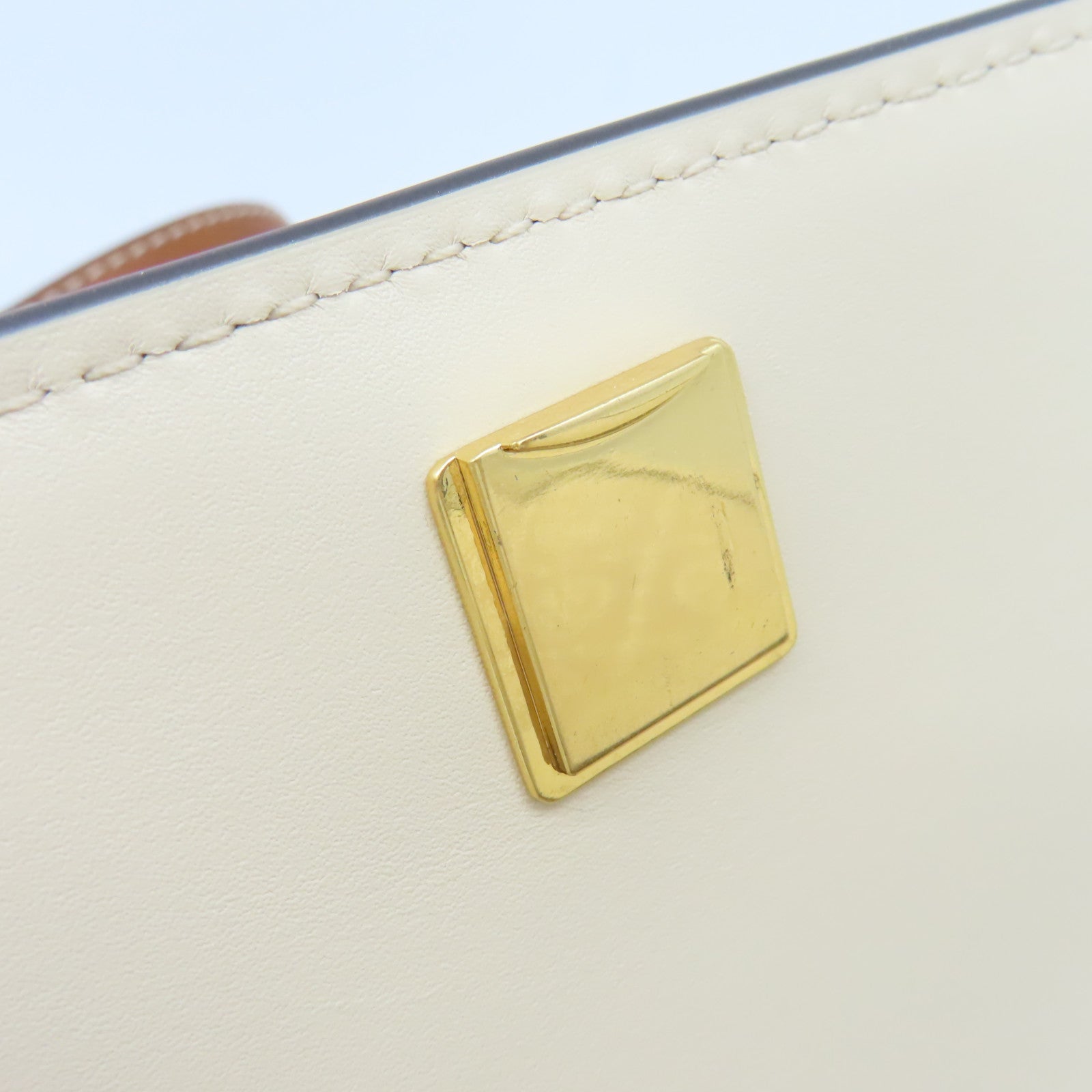 Tory Burch 帆布/牛皮皮革Shoulder Bag肩背袋杏色