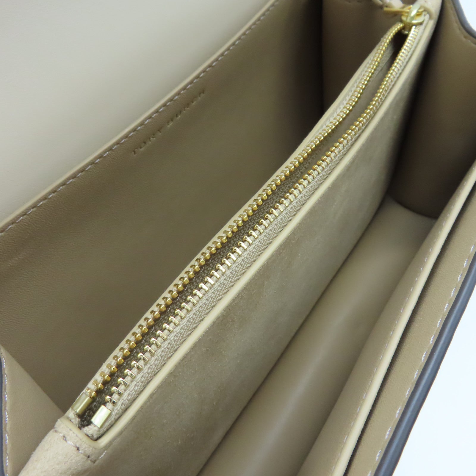 Tory Burch 帆布/牛皮皮革Shoulder Bag肩背袋杏色