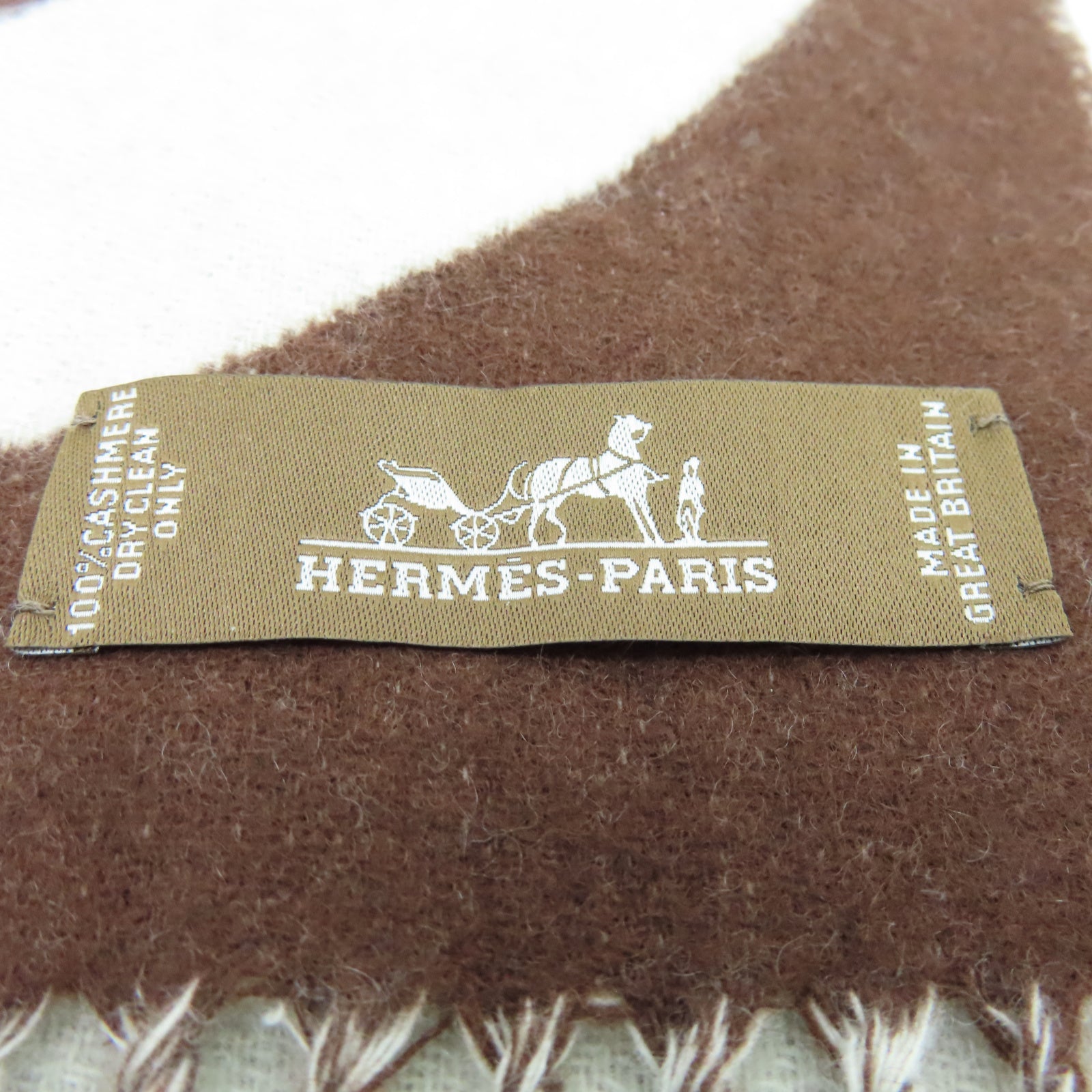 HERMES 羊绒Scarf围巾白色/棕色