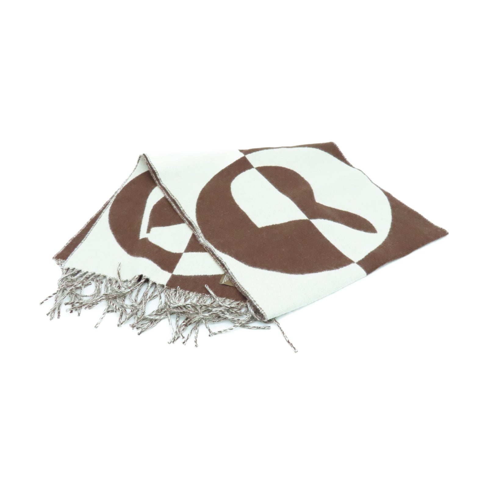HERMES 羊绒Scarf围巾白色/棕色