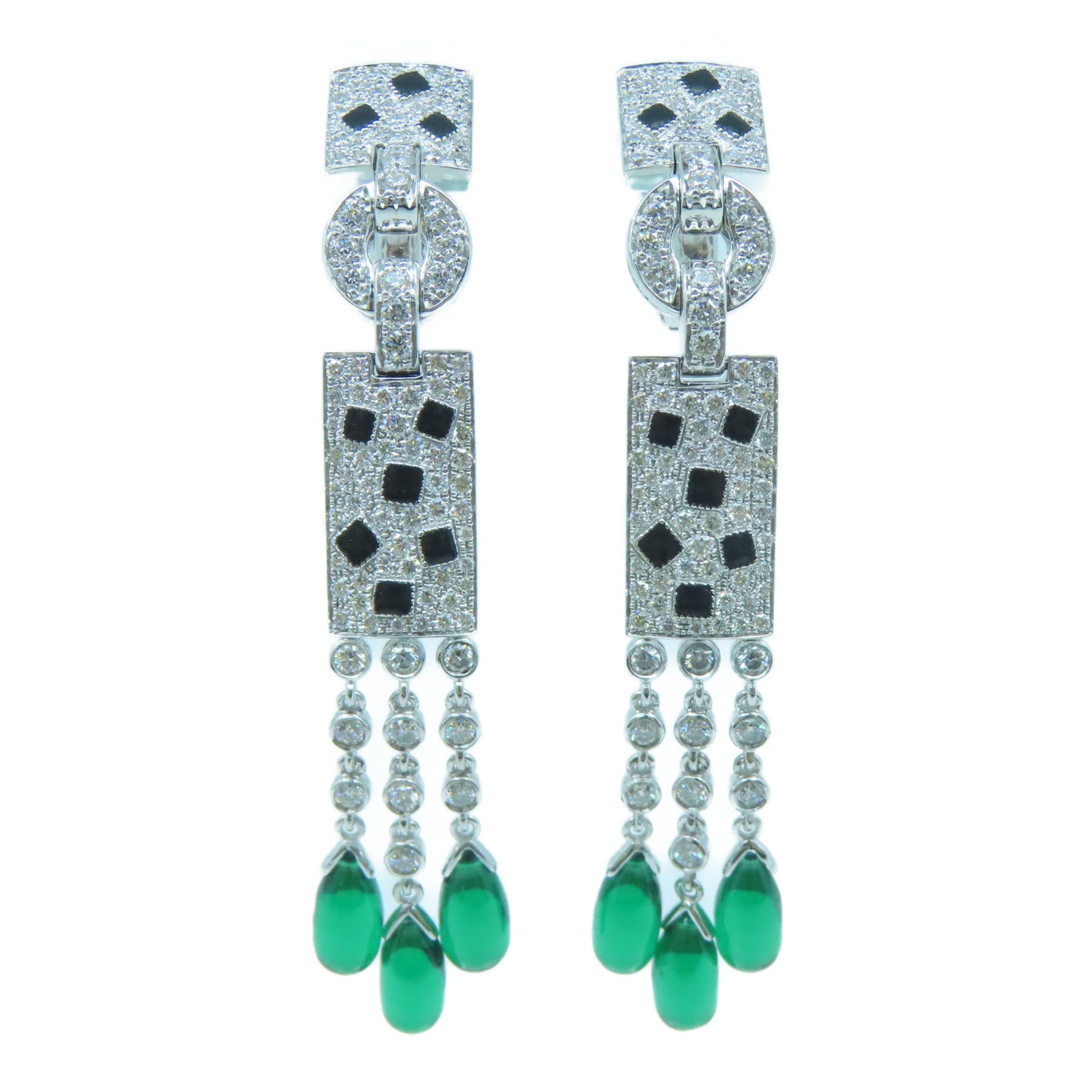 JEWELRY 【激減優惠】18K白金Diamond Earrings鑽石耳環銀色綠色
