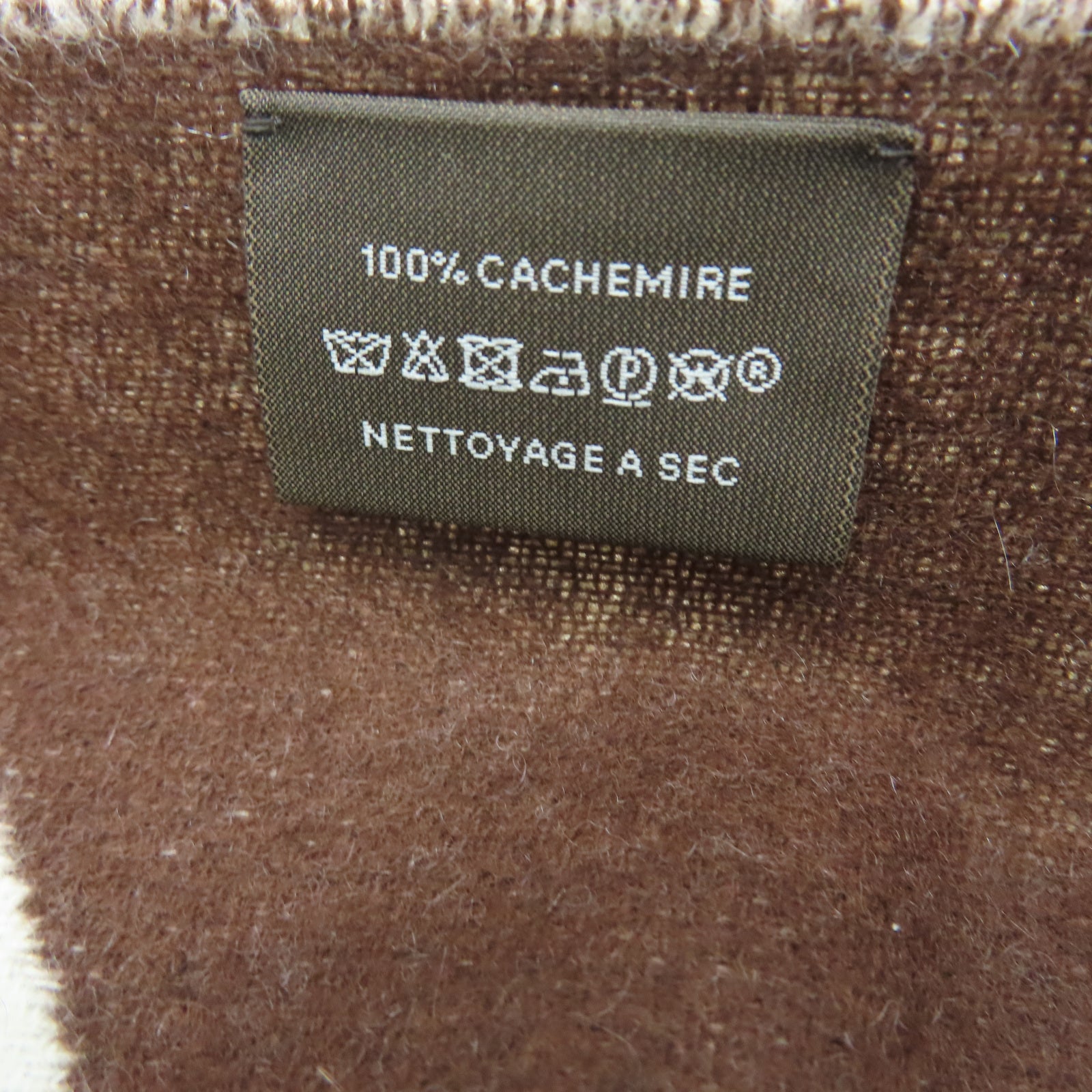 HERMES 羊绒Scarf围巾白色/棕色