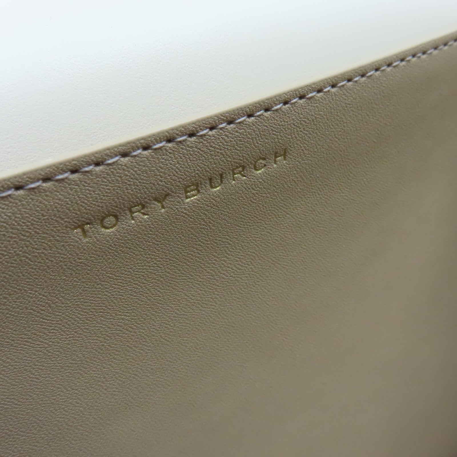 Tory Burch 帆布/牛皮皮革Shoulder Bag肩背袋杏色