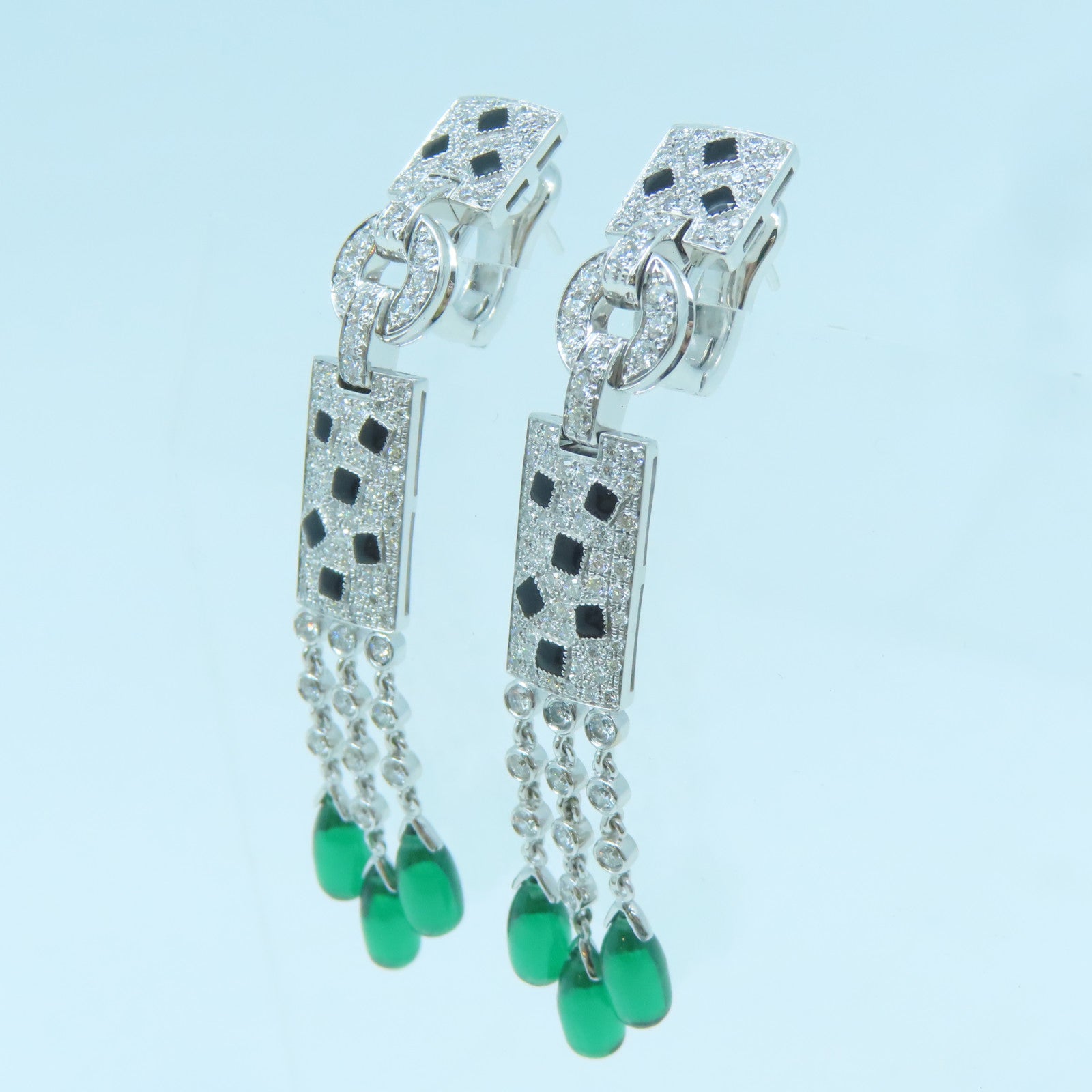 JEWELRY 【激減優惠】18K白金Diamond Earrings鑽石耳環銀色綠色