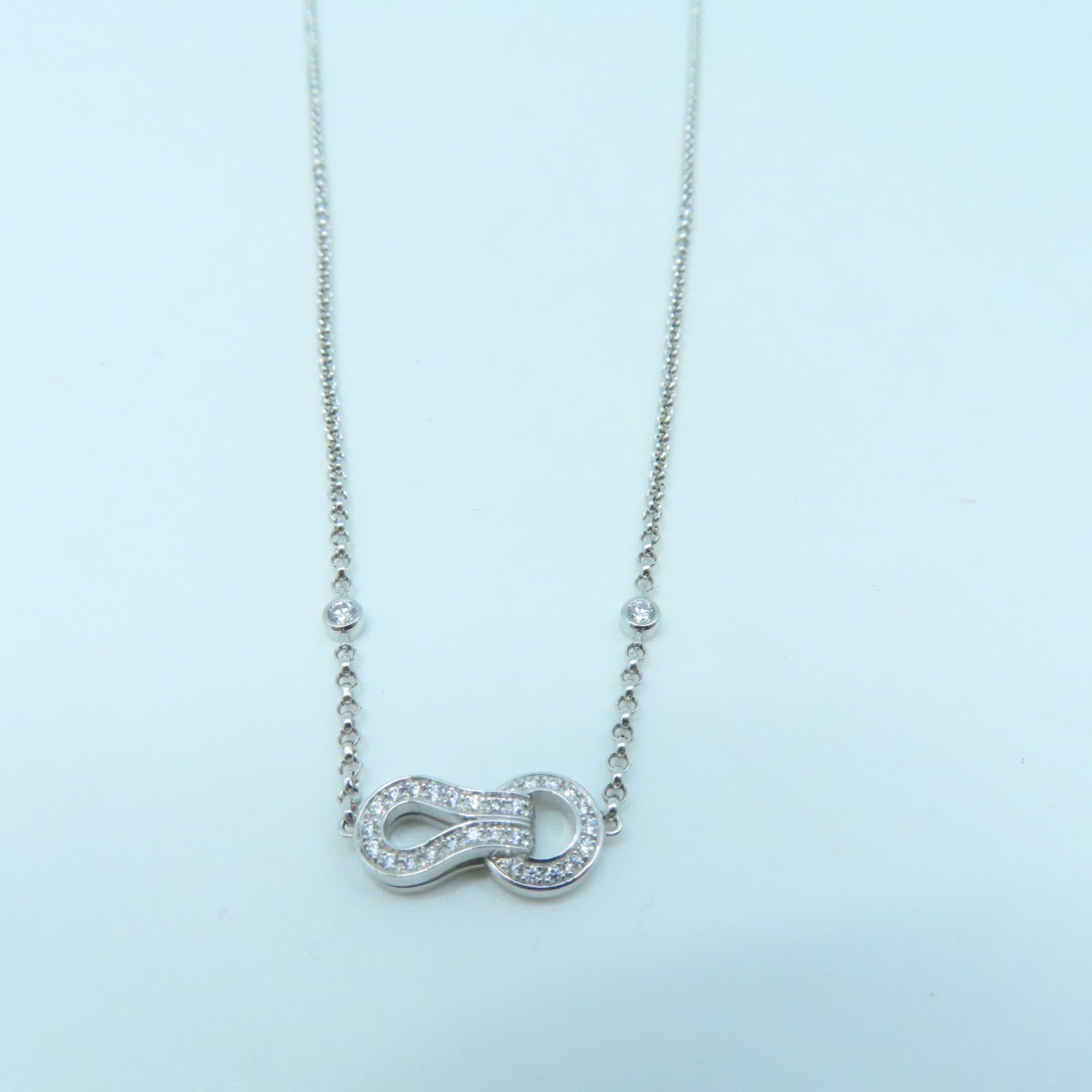 CARTIER 18K White Gold Agrase Diamond Necklace Necklace
