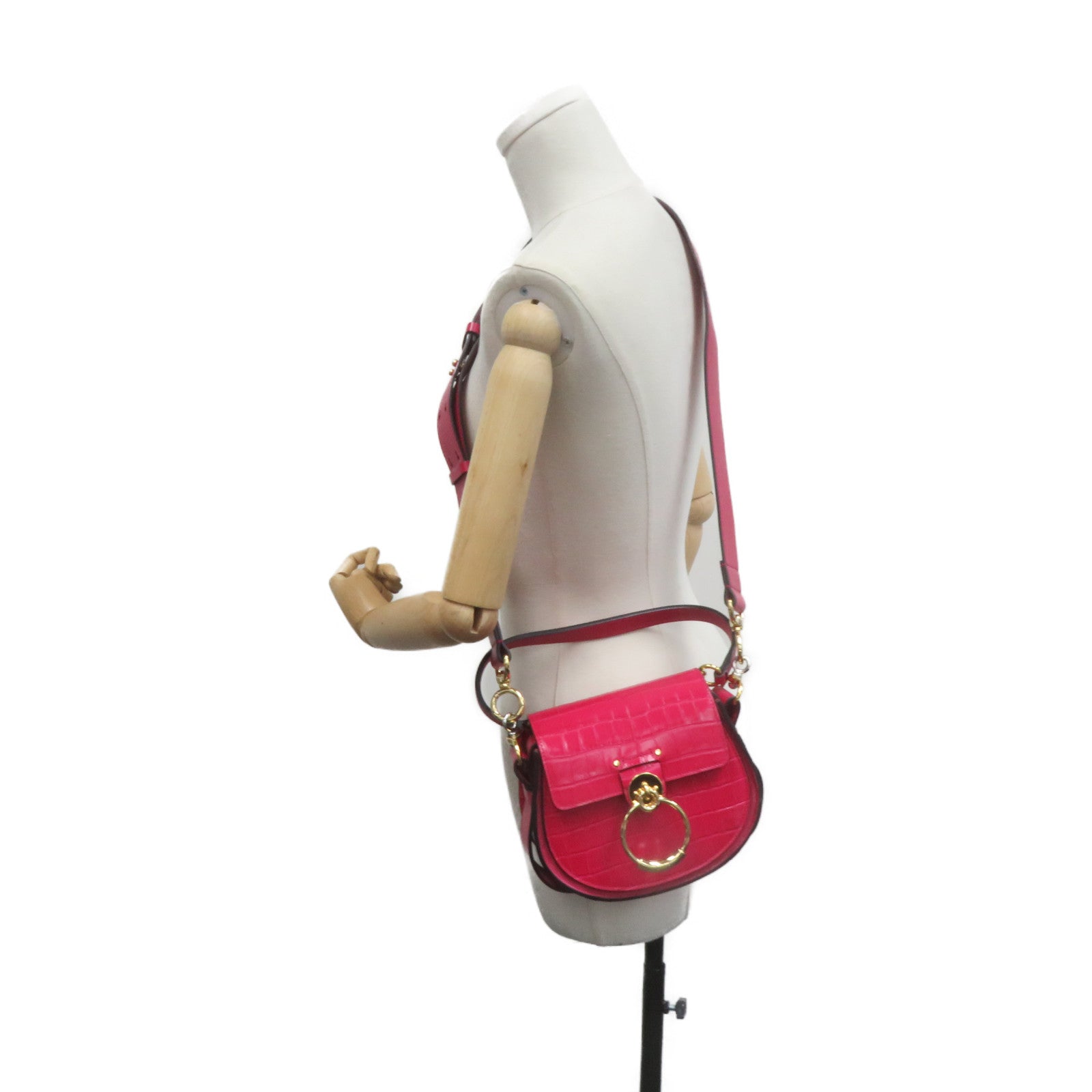 Chloe 牛皮皮革Tess Small 2Way Shoulder Bag手挽肩背两用袋跟紫红色