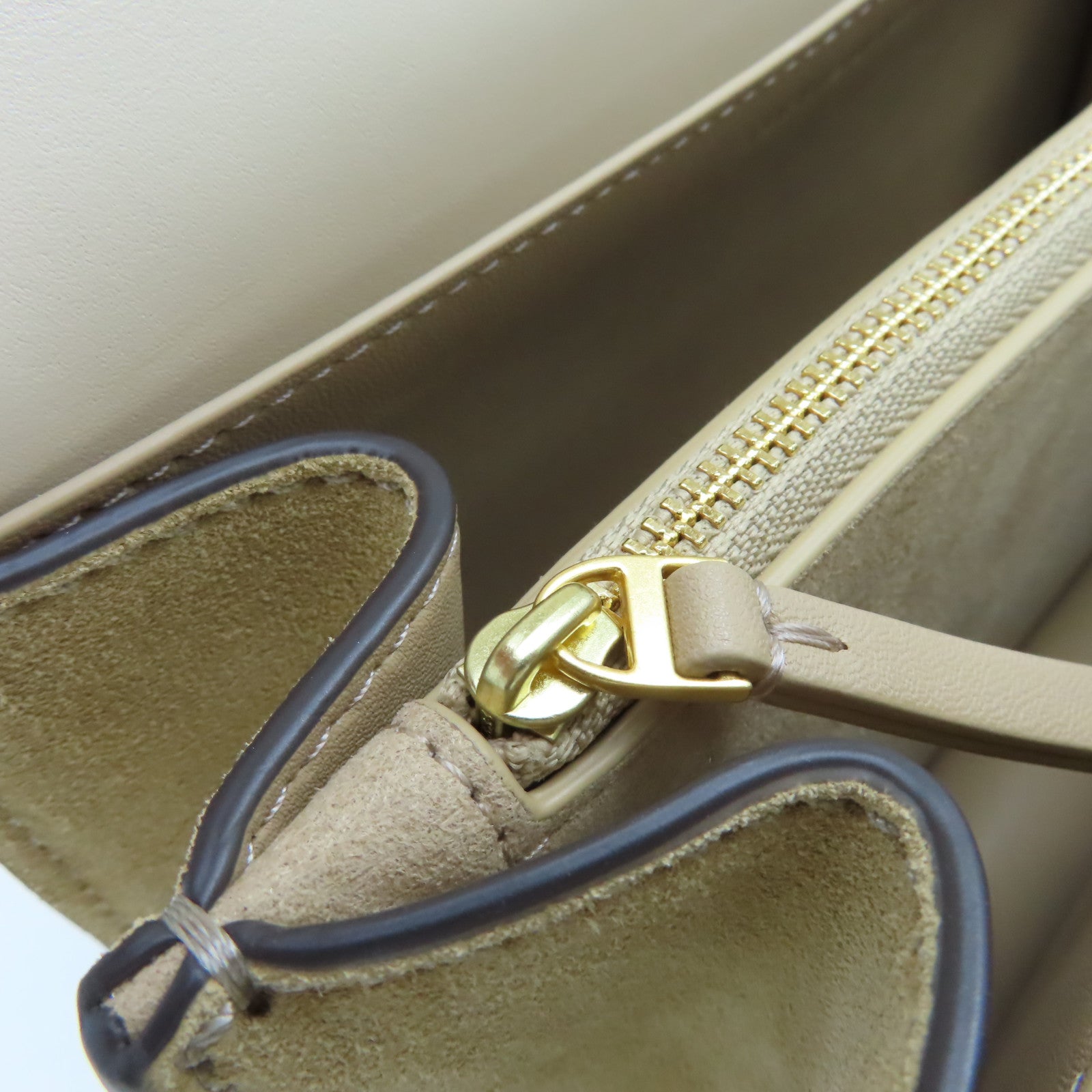 Tory Burch 帆布/牛皮皮革Shoulder Bag肩背袋杏色