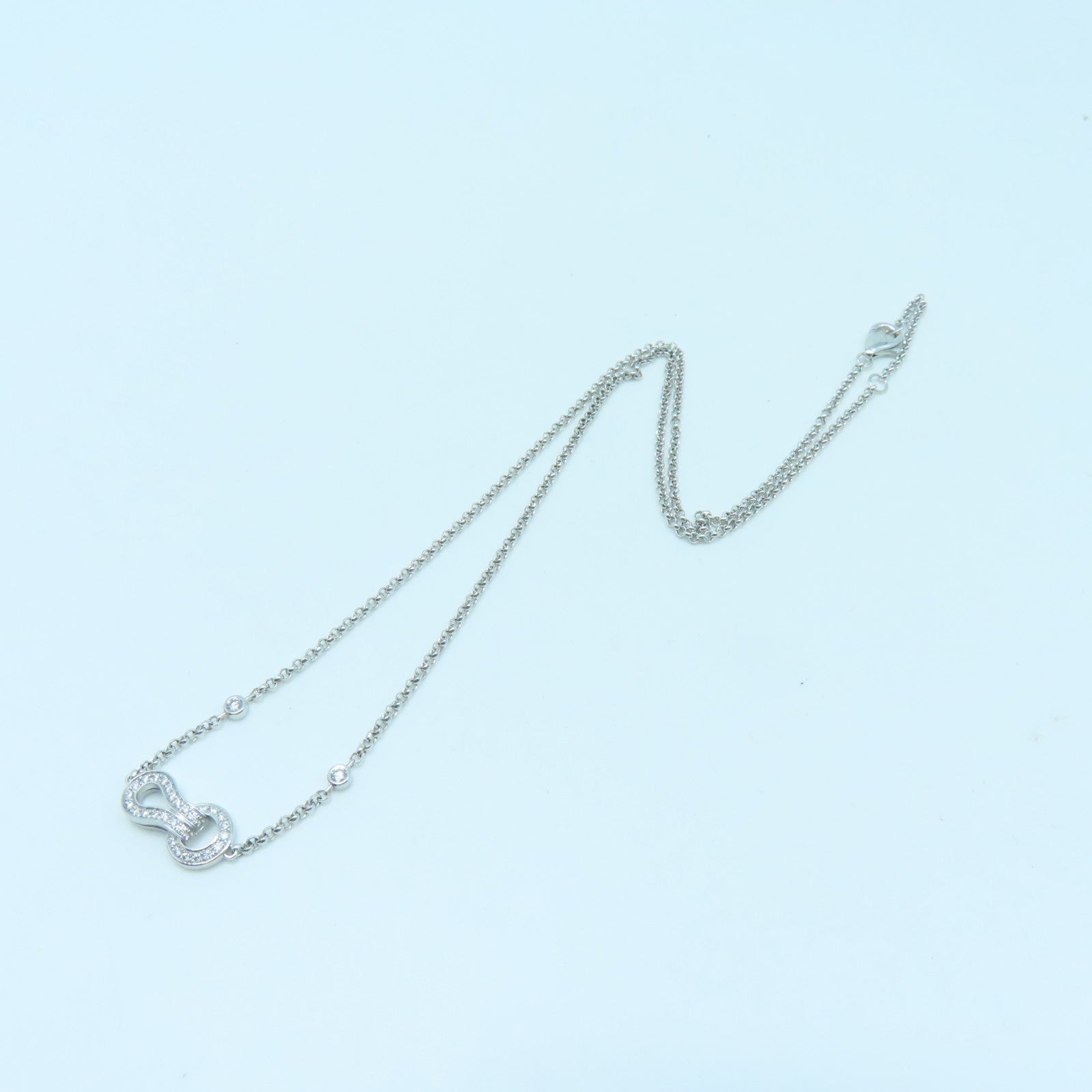 CARTIER 18K White Gold Agrase Diamond Necklace Necklace