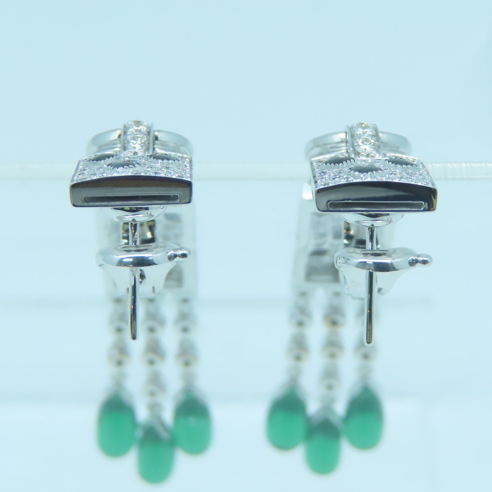 JEWELRY 【激減優惠】18K白金Diamond Earrings鑽石耳環銀色綠色
