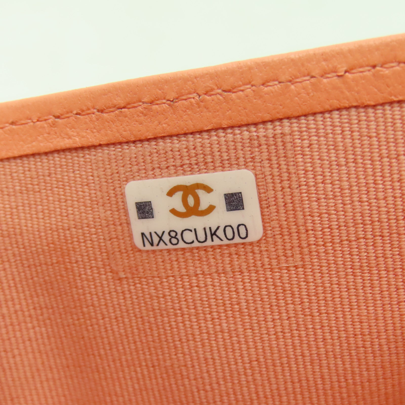 CHANEL 菱格羊皮皮革Wallet銀扣錢包粉橙色