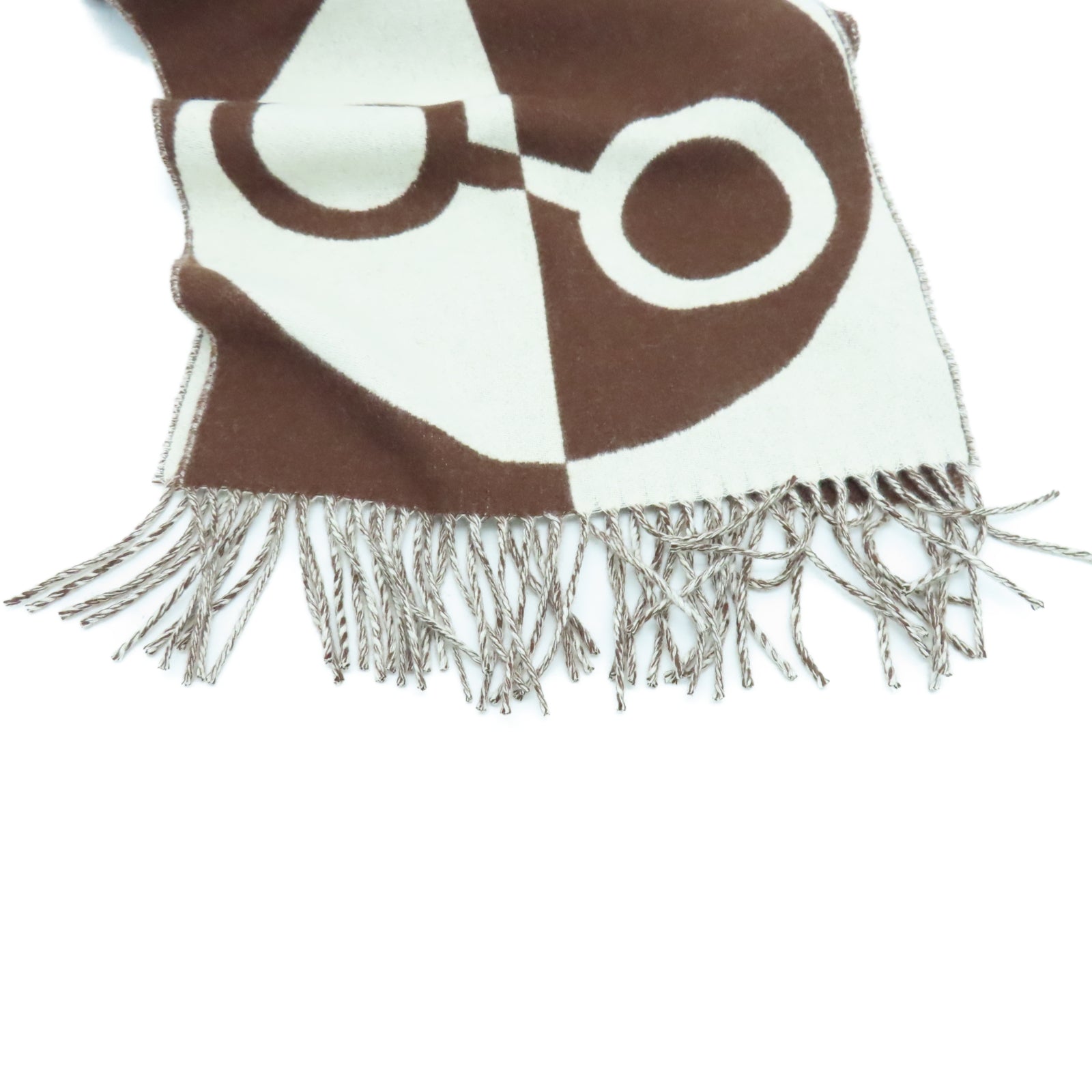 HERMES 羊绒Scarf围巾白色/棕色