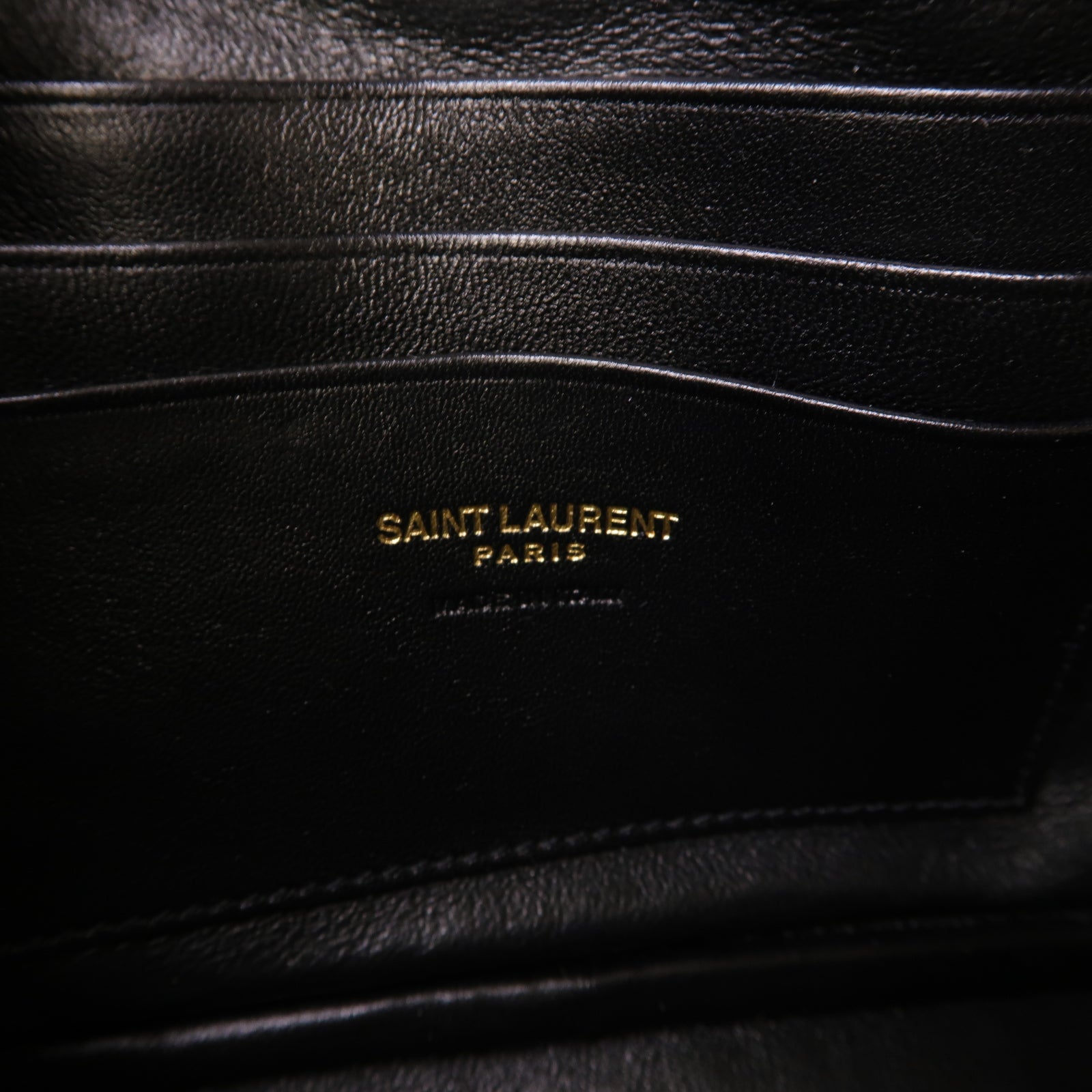 SAINT LAURENT 牛皮皮革Lou Mini Bag金扣鏈帶肩背袋灰色
