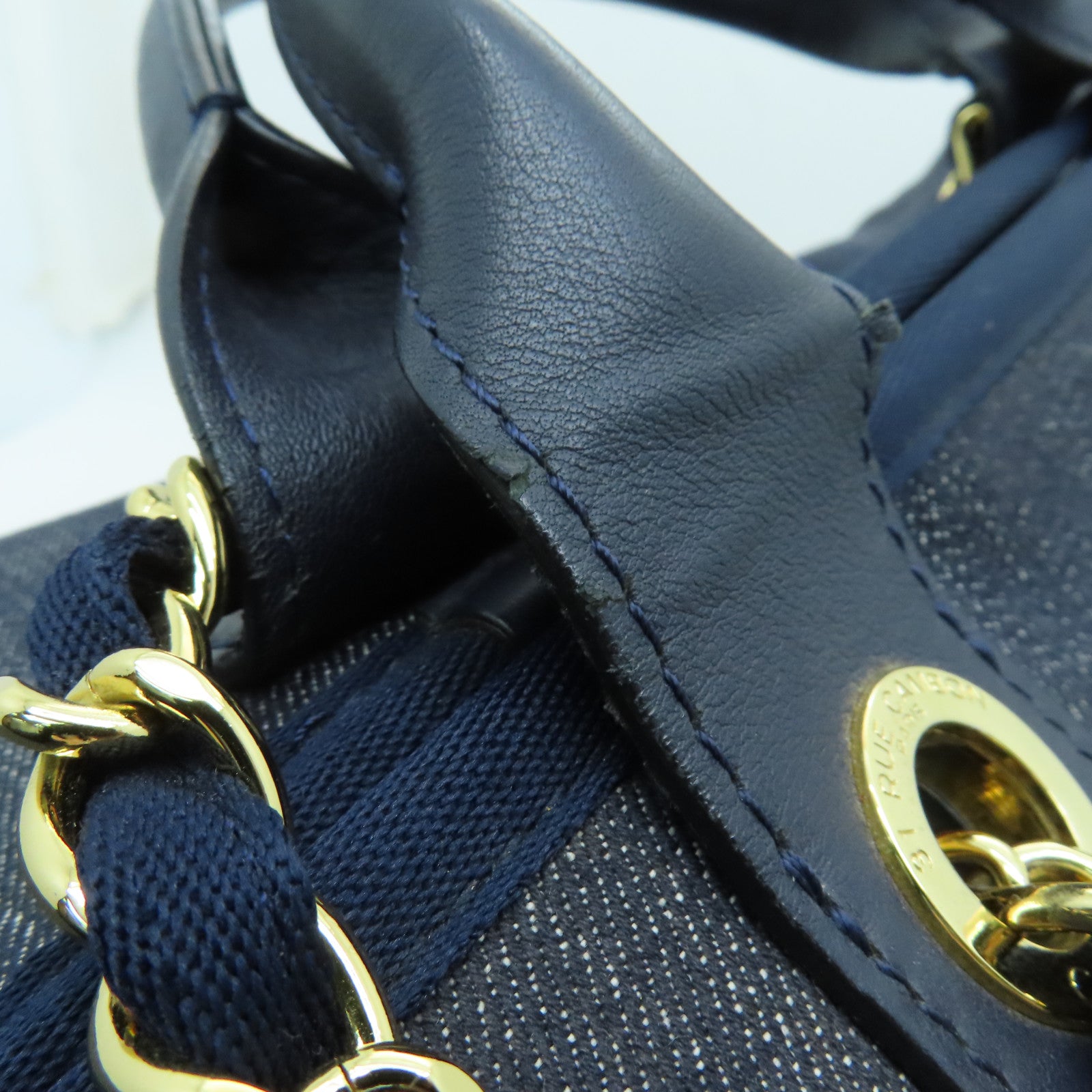 CHANEL 帆布Tote Bag金扣手挽袋藍色
