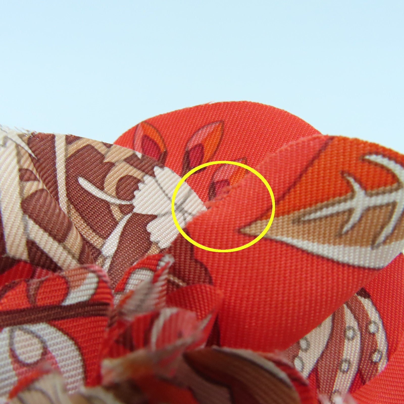HERMES 【激減優惠】絲質Hair Clip銀扣髮夾紅色