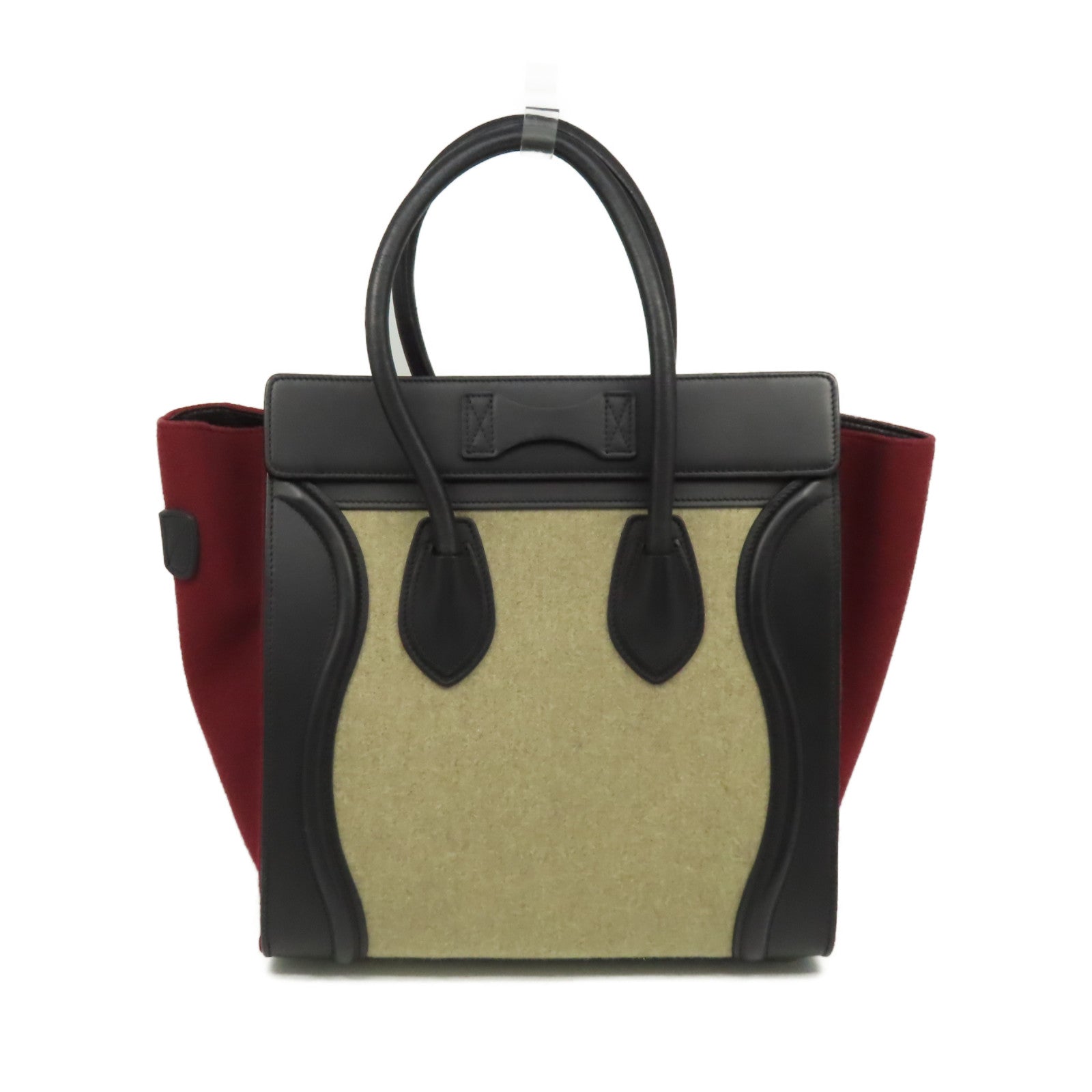 CELINE 羊毛/牛皮皮革Mirco Luggage Hand Bag手挽袋酒紅色/杏色/黑色