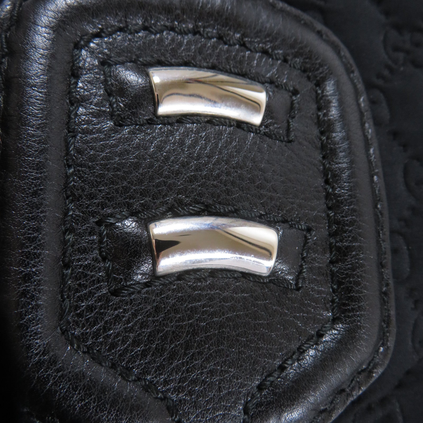 GUCCI 牛皮皮革/棉質Tote Bag銀扣手挽袋黑色
