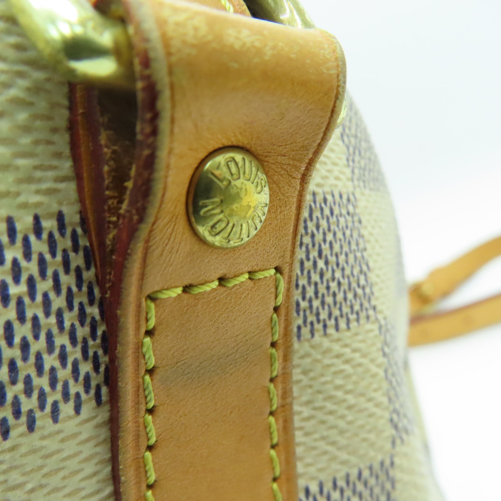 LOUIS VUITTON Damier Azur Speedy 30 Bandouliere金扣手挽肩背兩用袋白色
