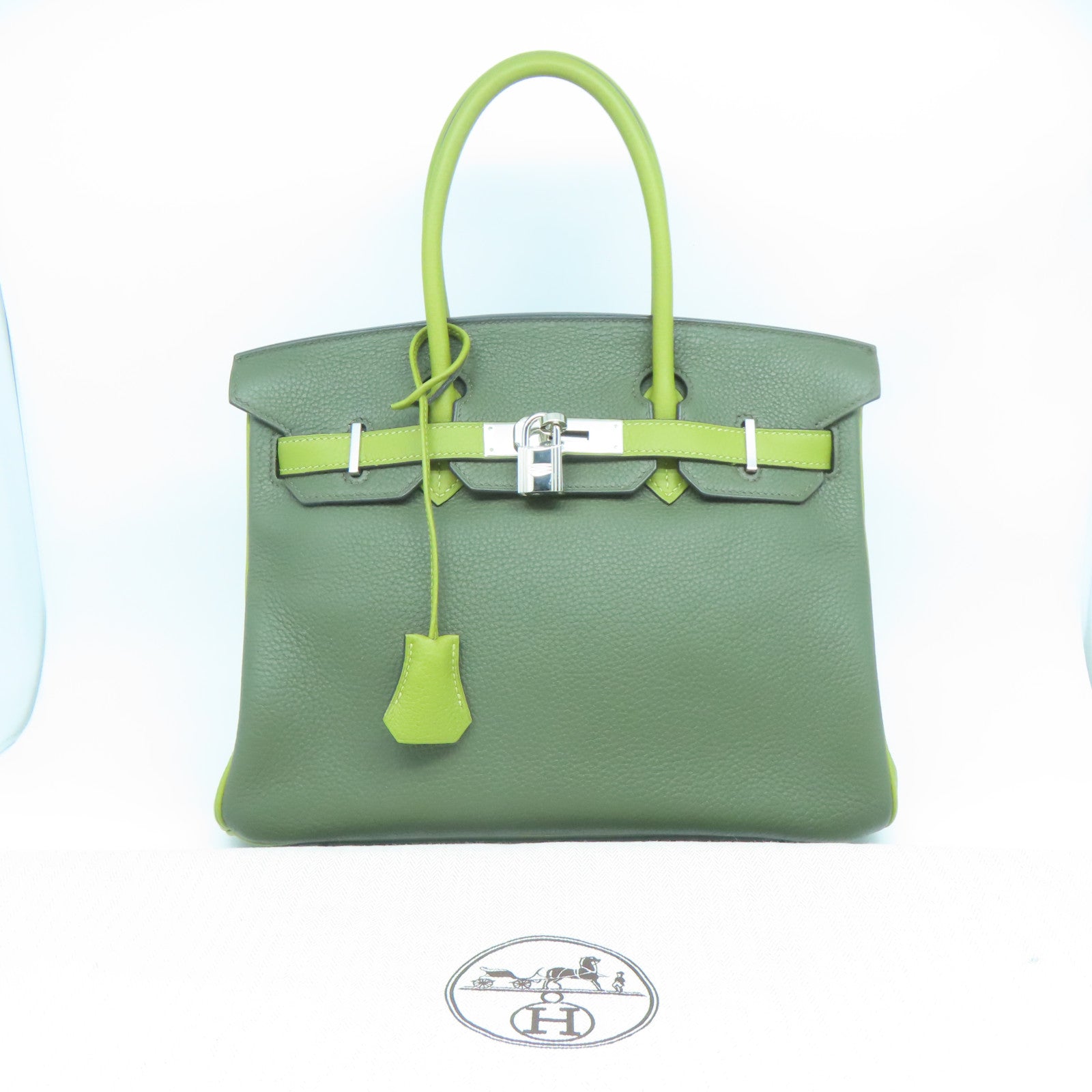 HERMES Togo皮革Birkin 30金扣手挽袋綠色/淺綠色