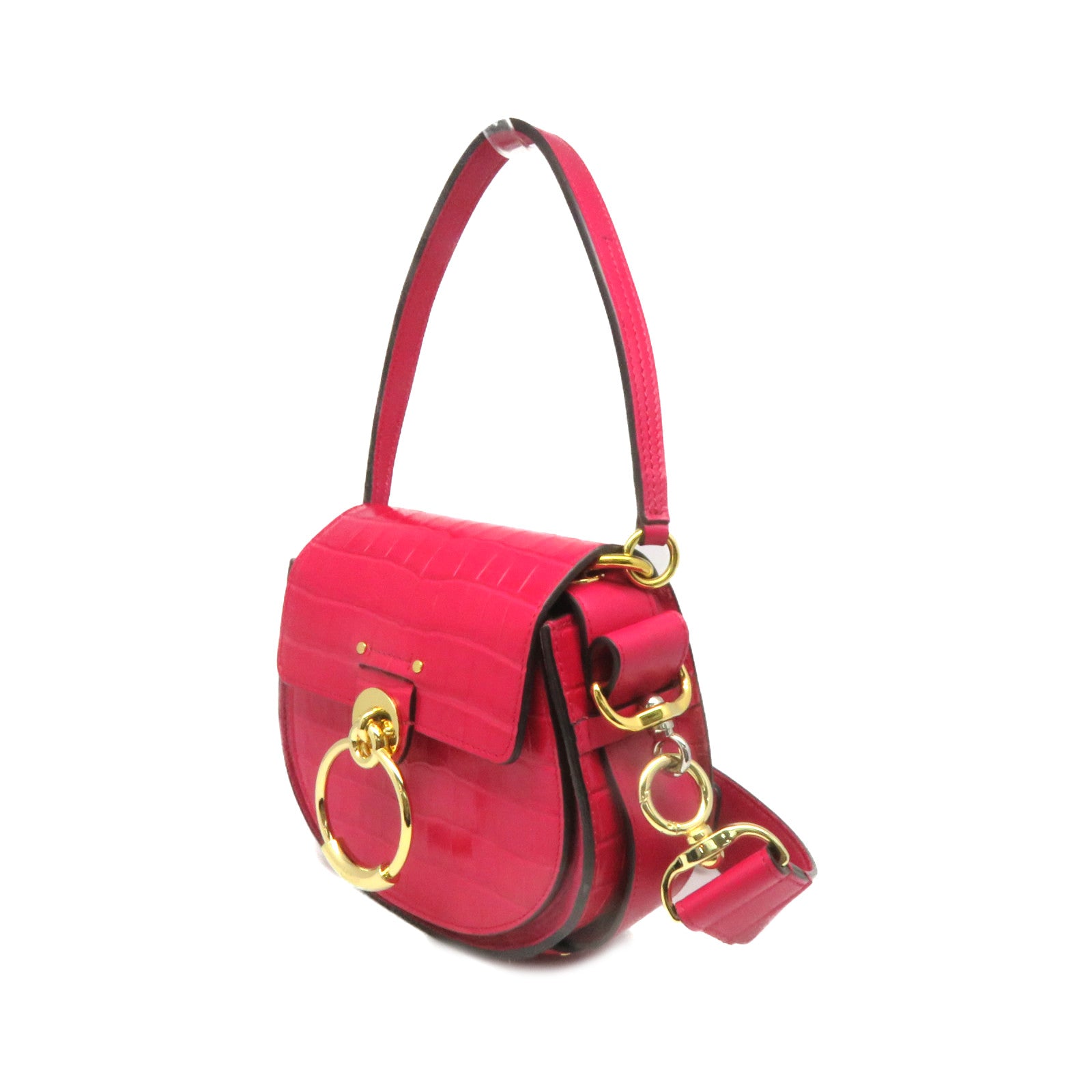 Chloe 牛皮皮革Tess Small 2Way Shoulder Bag手挽肩背两用袋跟紫红色