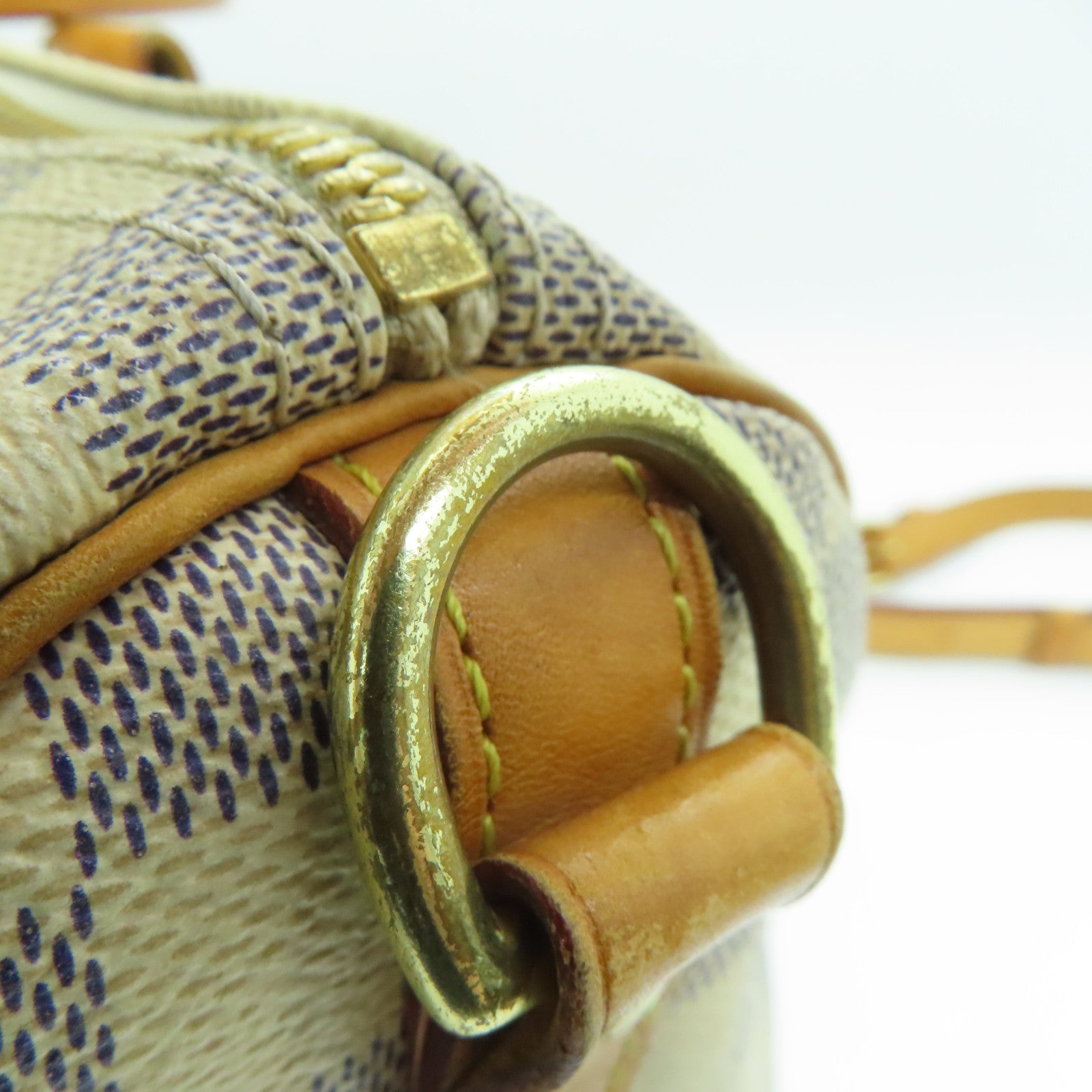 LOUIS VUITTON Damier Azur Speedy 30 Bandouliere金扣手挽肩背兩用袋白色