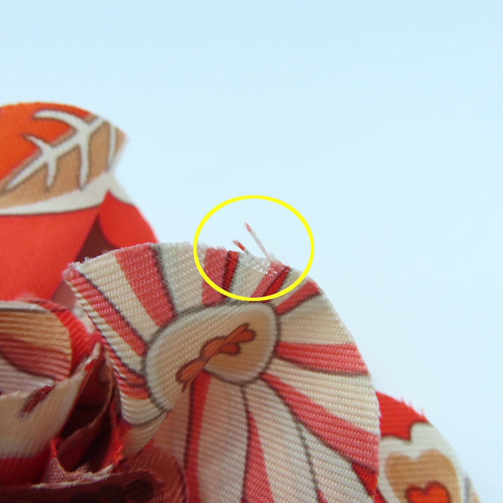 HERMES 【激減優惠】絲質Hair Clip銀扣髮夾紅色