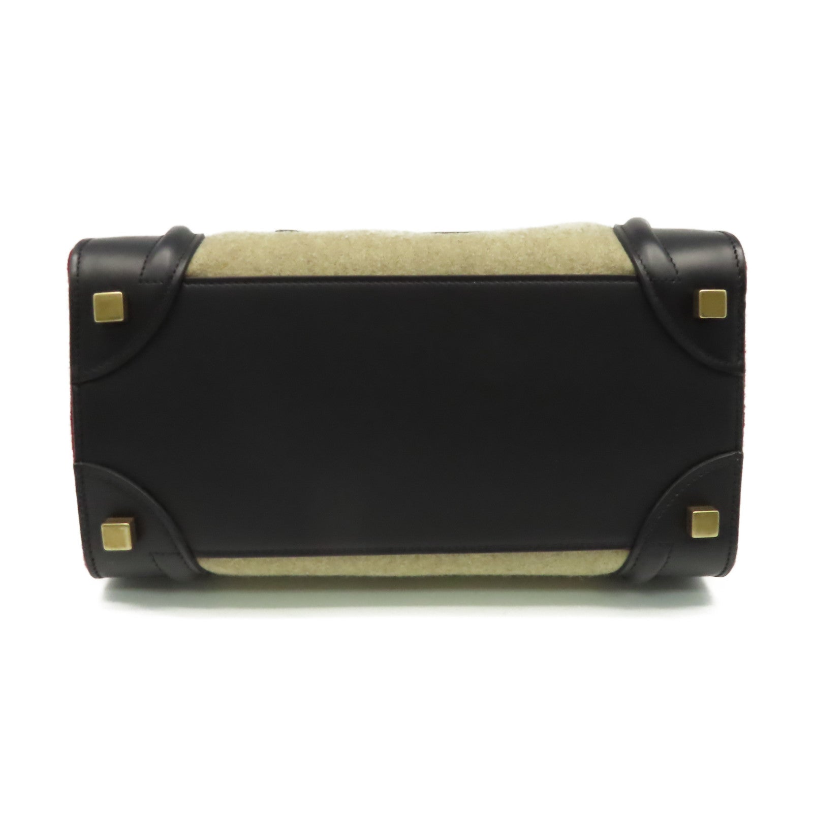 CELINE 羊毛/牛皮皮革Mirco Luggage Hand Bag手挽袋酒紅色/杏色/黑色