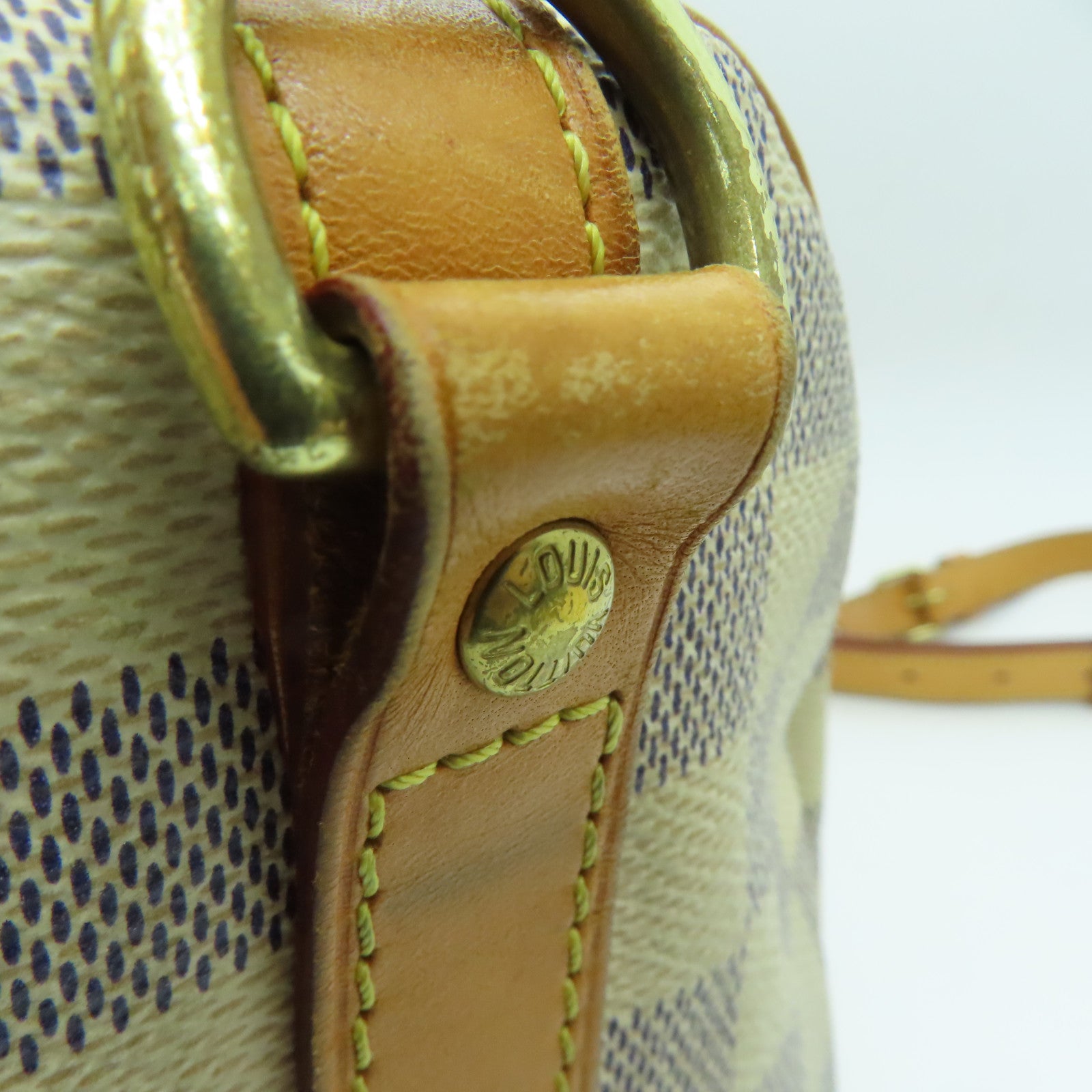 LOUIS VUITTON Damier Azur Speedy 30 Bandouliere金扣手挽肩背兩用袋白色