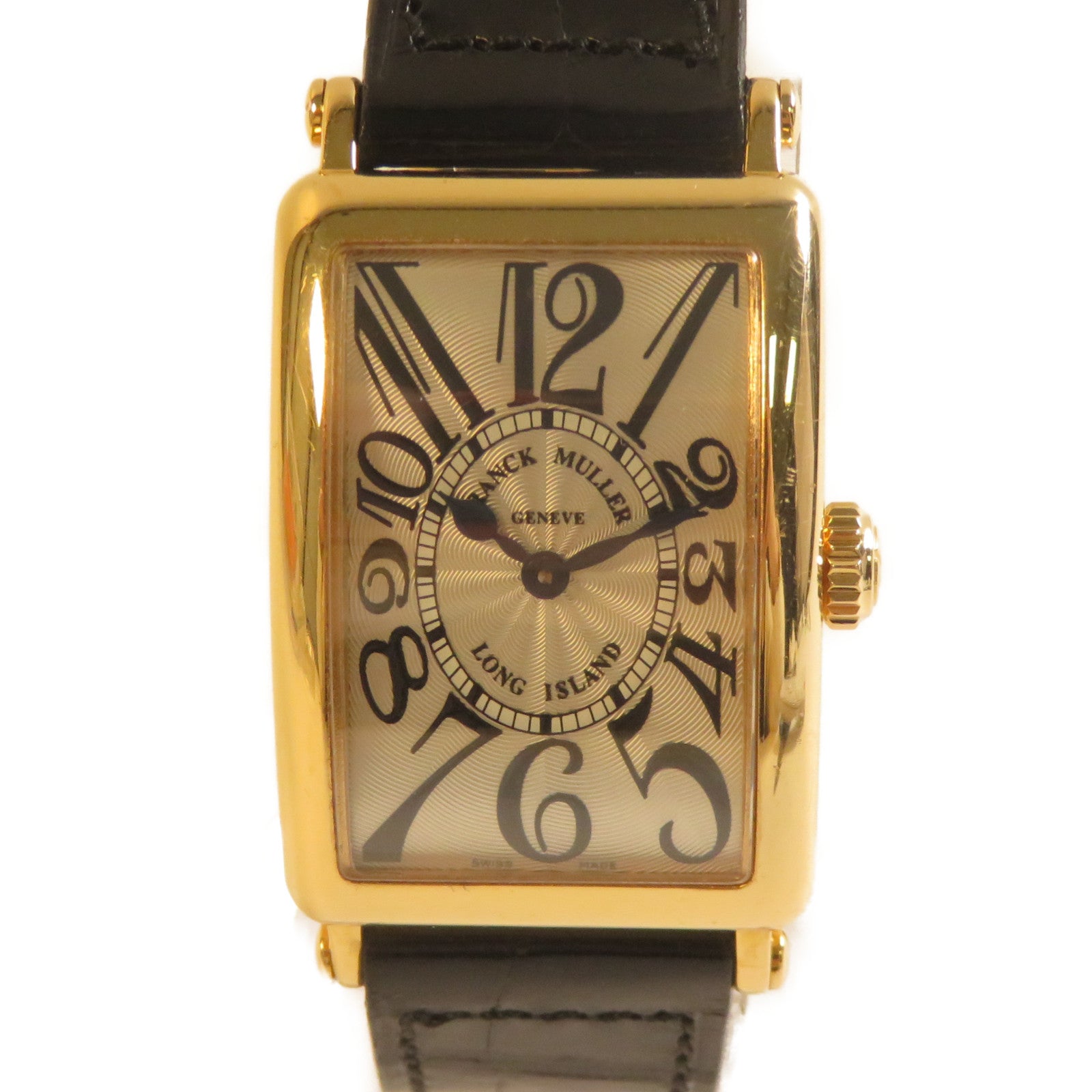 FRANCK MULLER Long Island 18K黃金/皮革手錶石英機芯銀色/金色/黑色
