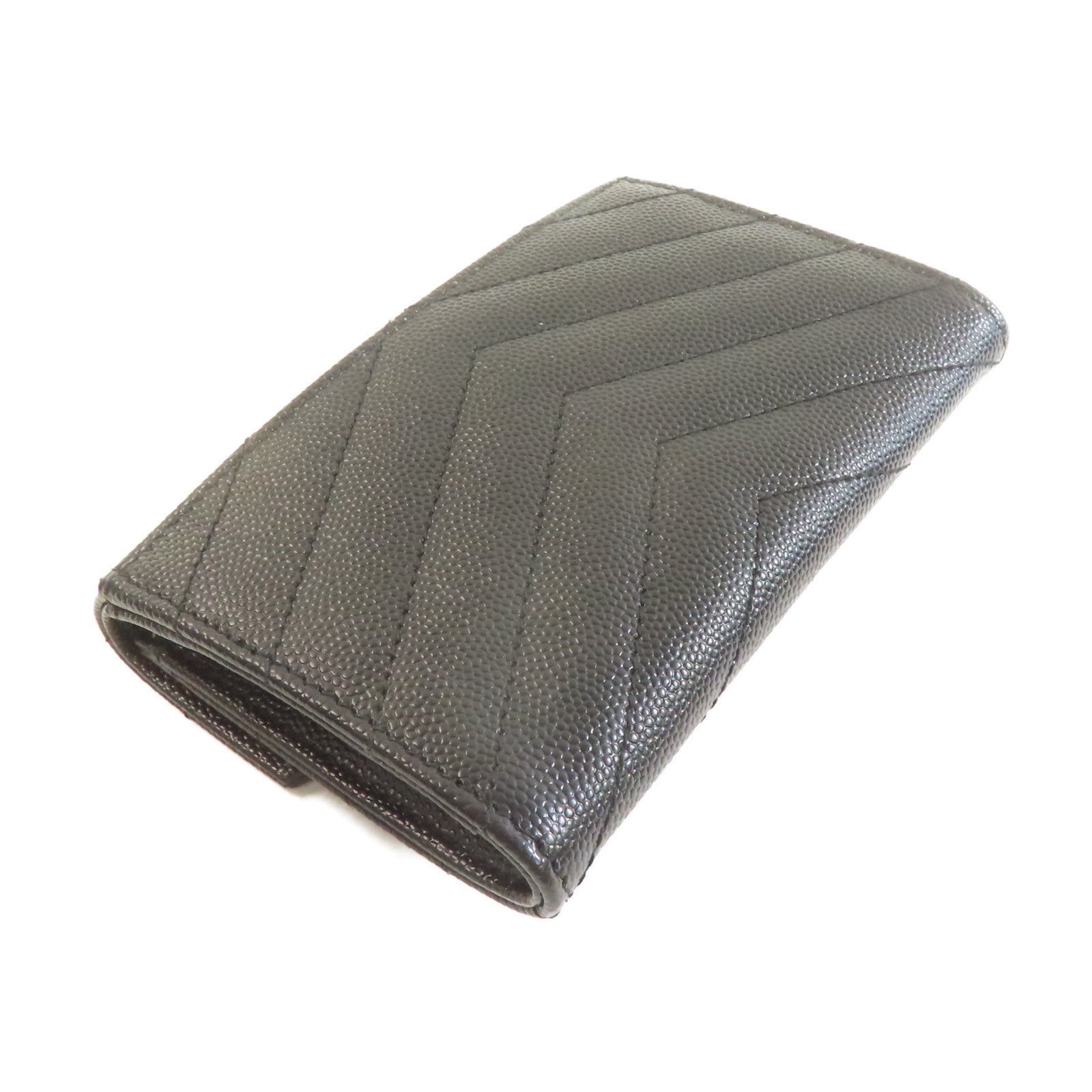 SAINT LAURENT 牛皮皮革Card Coin Case金扣卡片套/錢包黑色