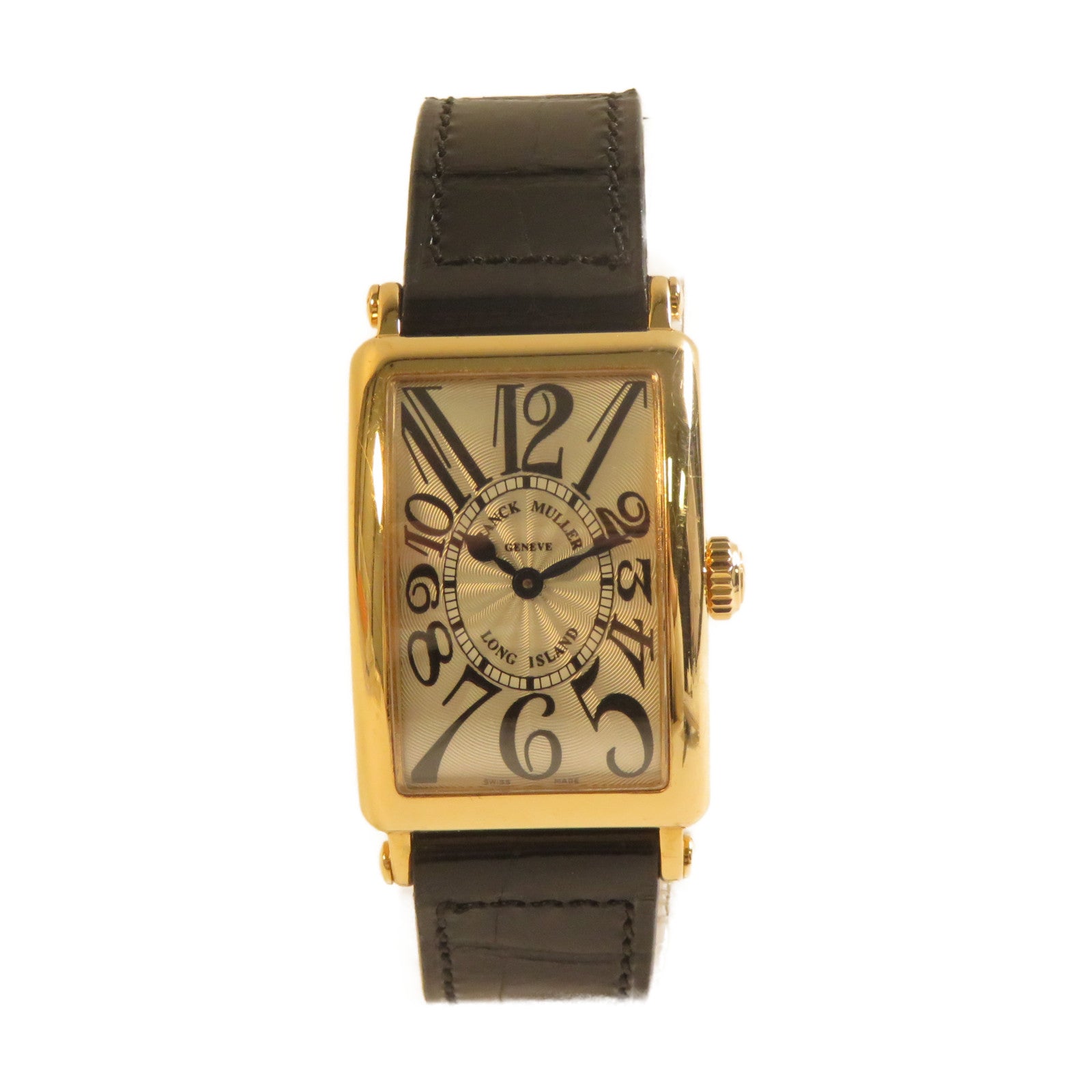 FRANCK MULLER Long Island 18K黃金/皮革手錶石英機芯銀色/金色/黑色