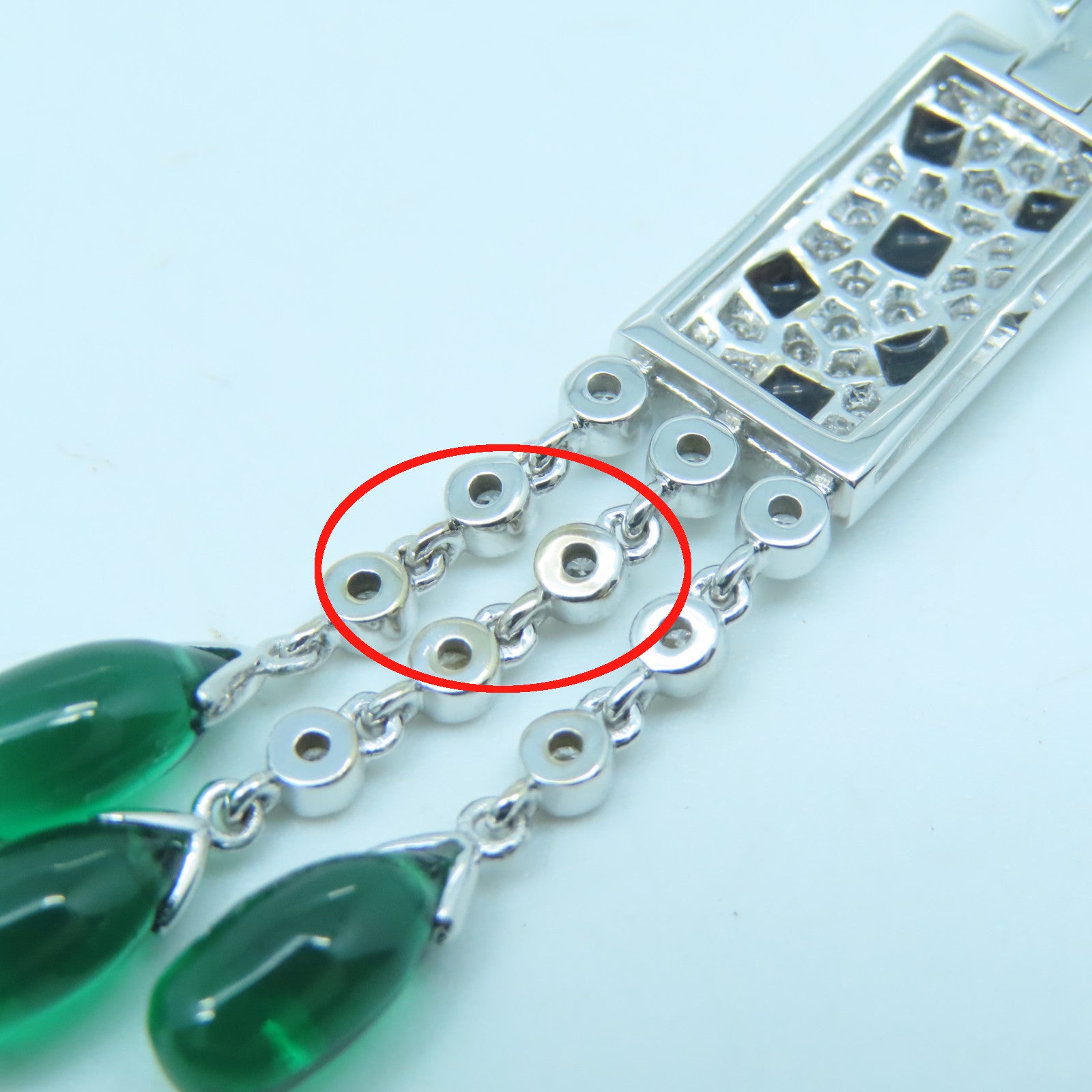 JEWELRY 【激減優惠】18K白金Diamond Earrings鑽石耳環銀色綠色