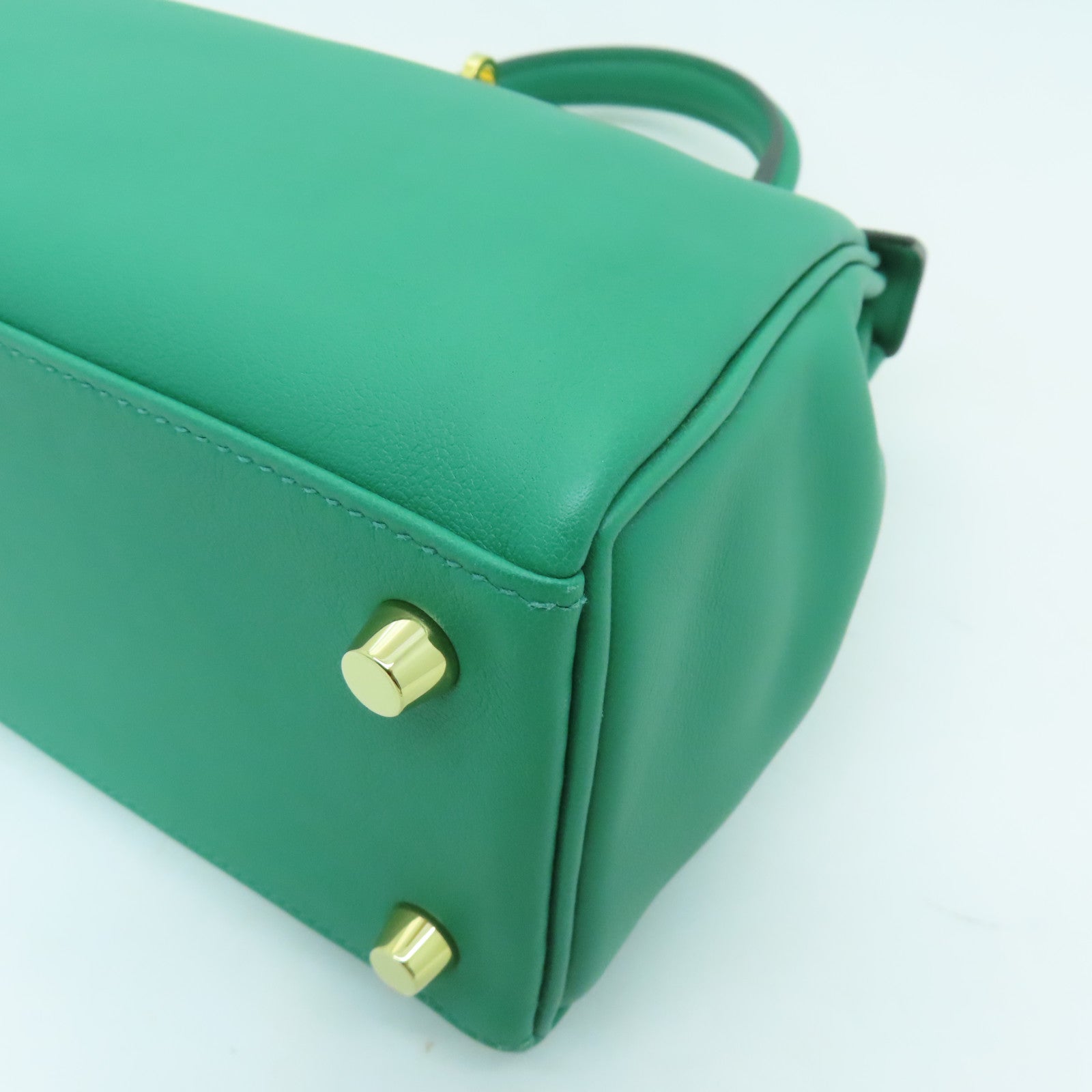 HERMES Swift皮革Kelly 25金扣手挽肩背兩用袋綠色