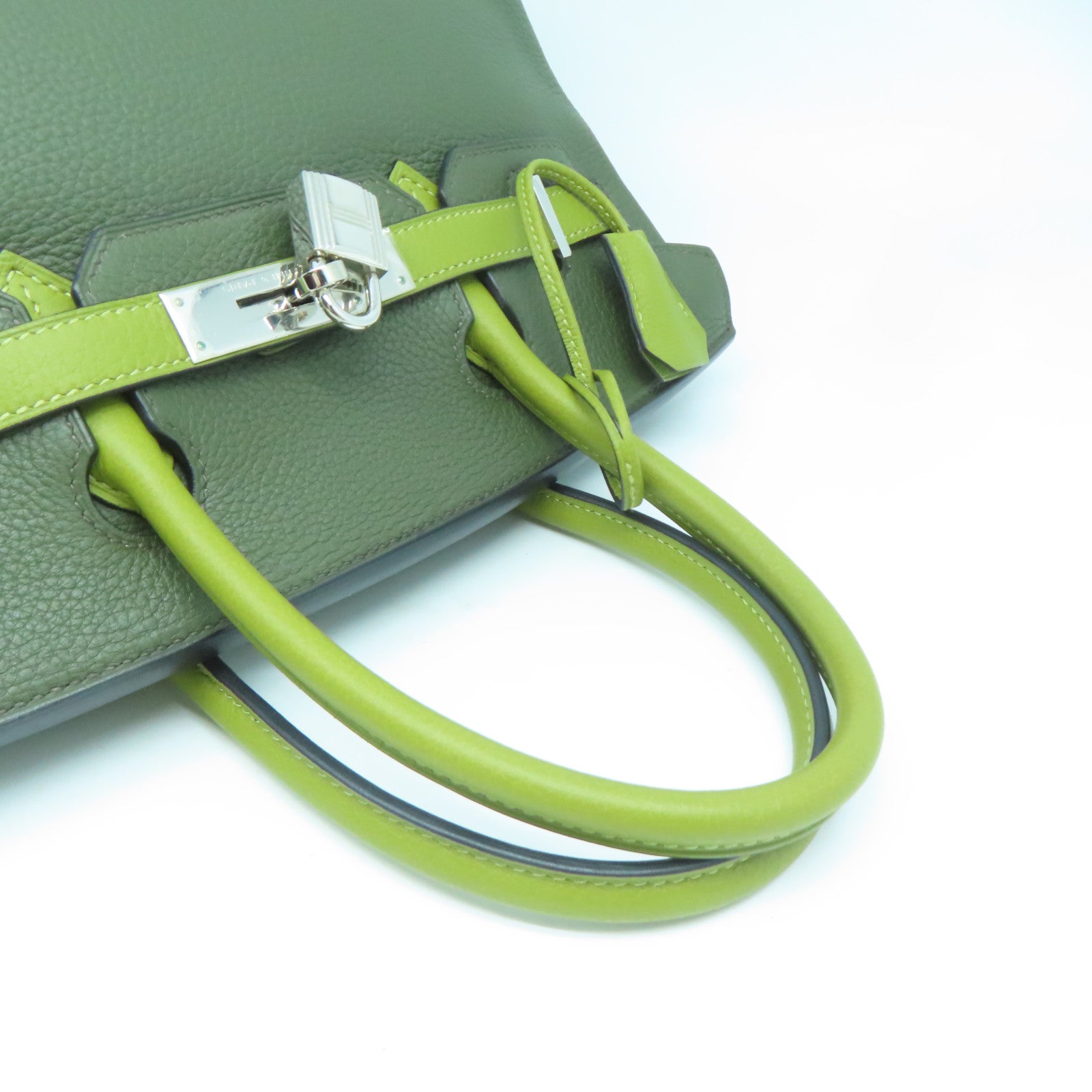HERMES Togo皮革Birkin 30金扣手挽袋綠色/淺綠色
