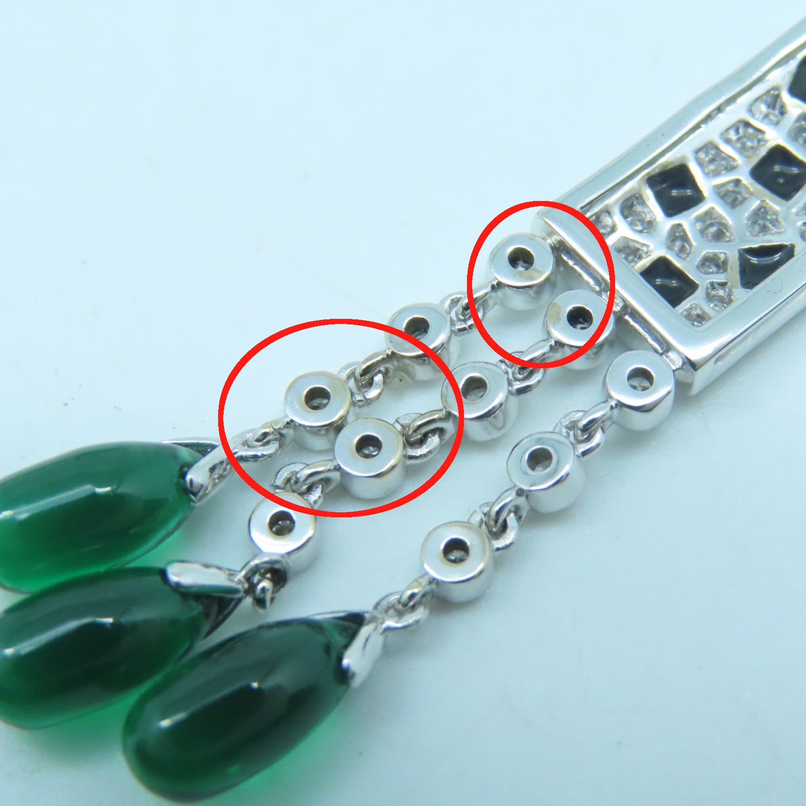 JEWELRY 【激減優惠】18K白金Diamond Earrings鑽石耳環銀色綠色