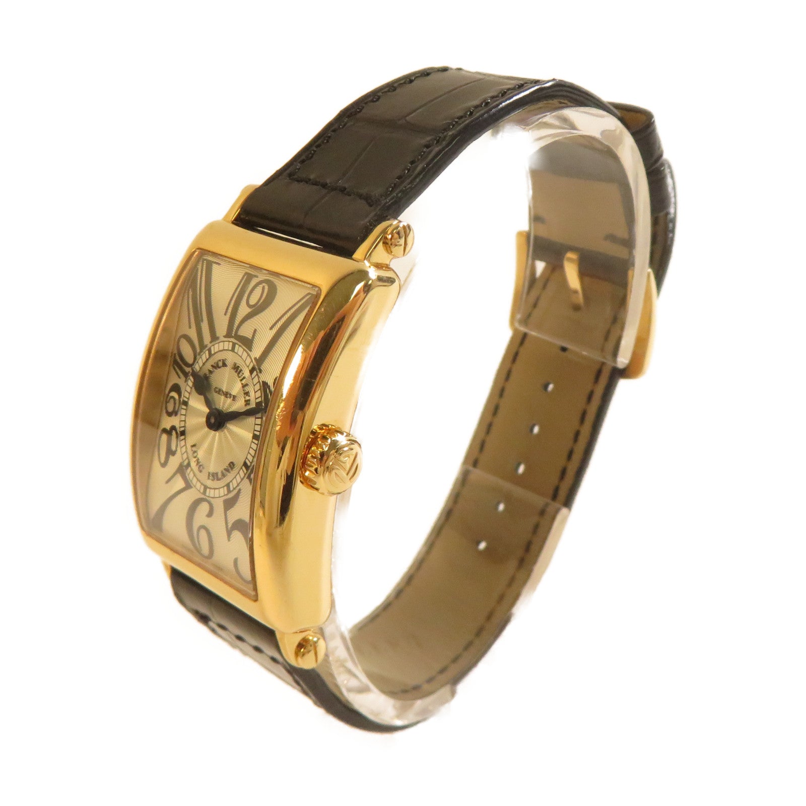 FRANCK MULLER Long Island 18K黃金/皮革手錶石英機芯銀色/金色/黑色