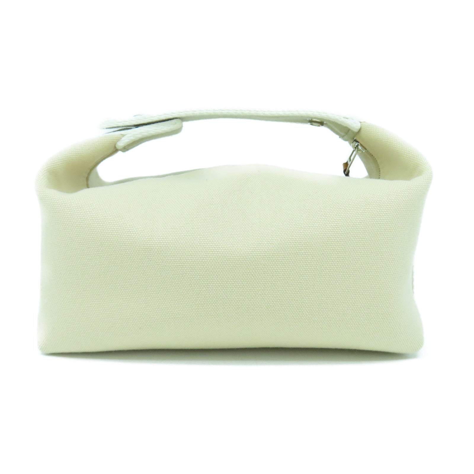 HERMES 帆布Bride a brac銀扣手挽袋米色