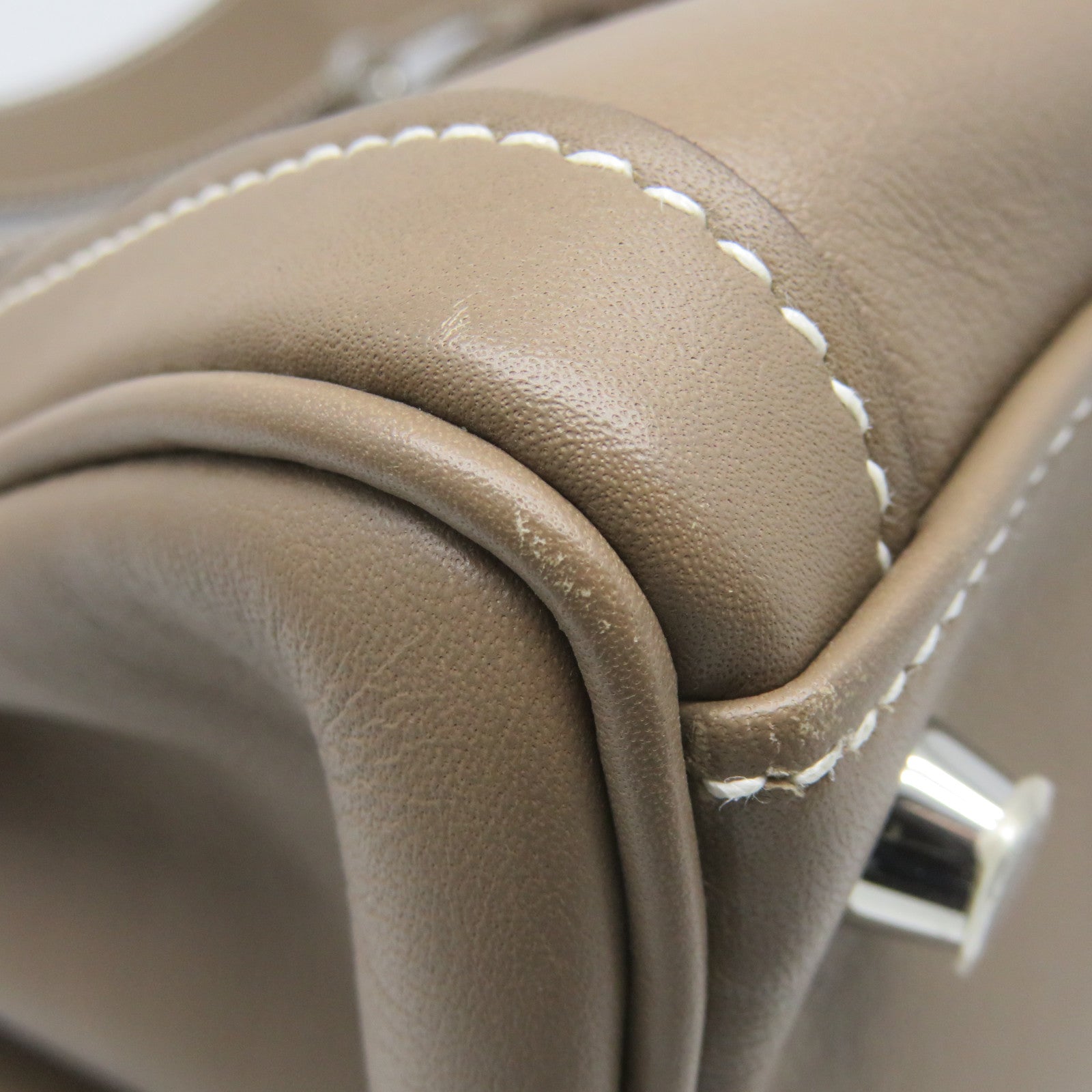HERMES [Sharp discount] Swift leather Kelly Lakis 35 silver buckle handle bag etoupe beige