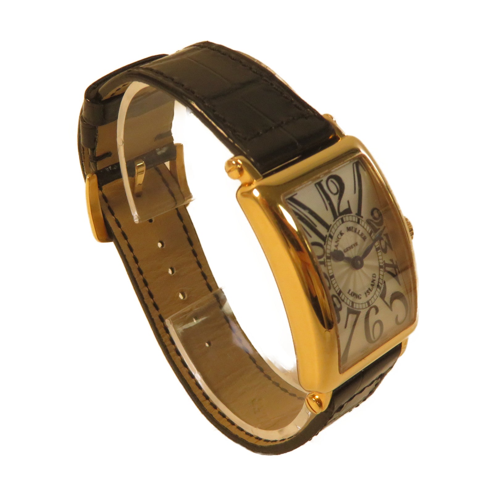 FRANCK MULLER Long Island 18K黃金/皮革手錶石英機芯銀色/金色/黑色